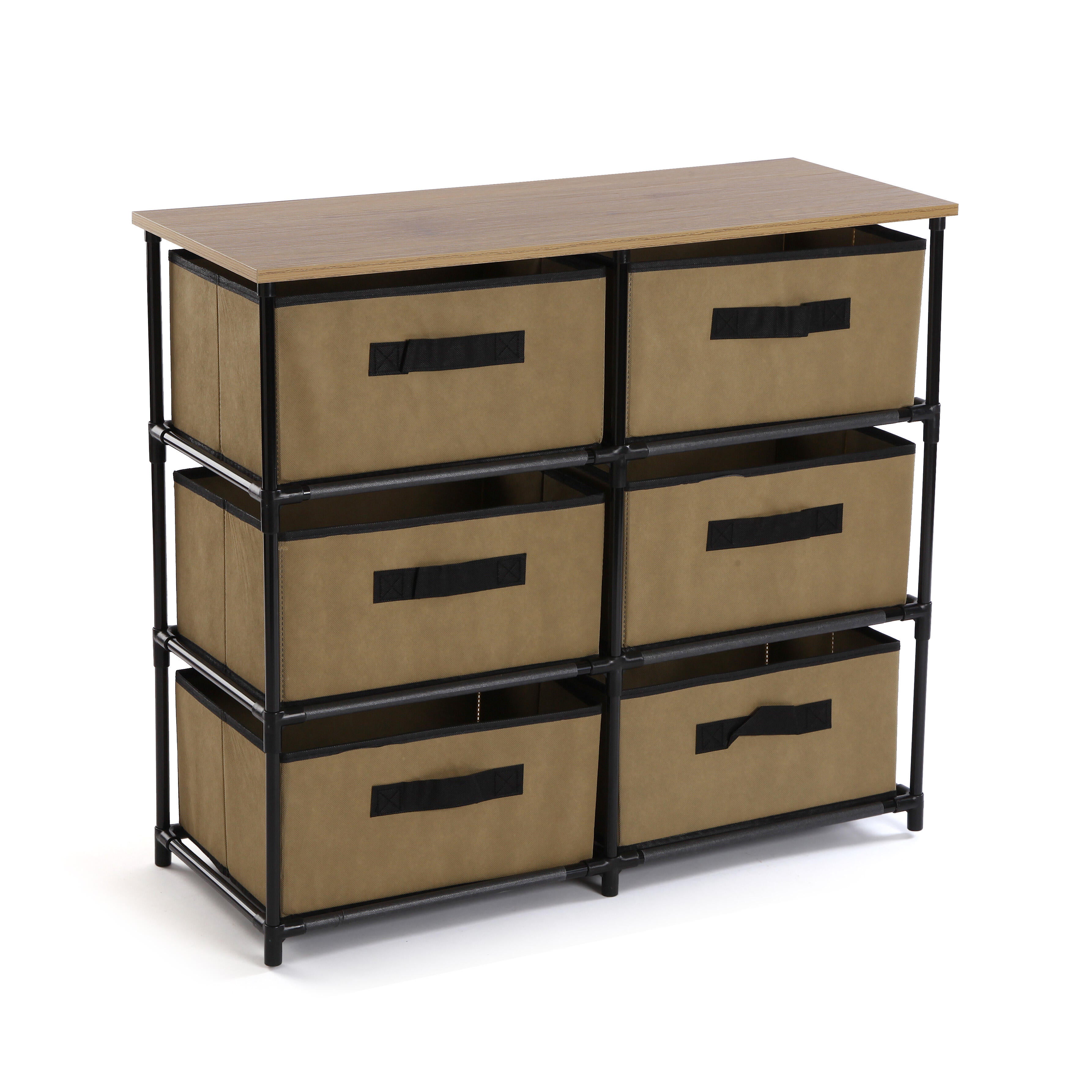 Cómoda de seis cajones versa home 68x30x76cm beige