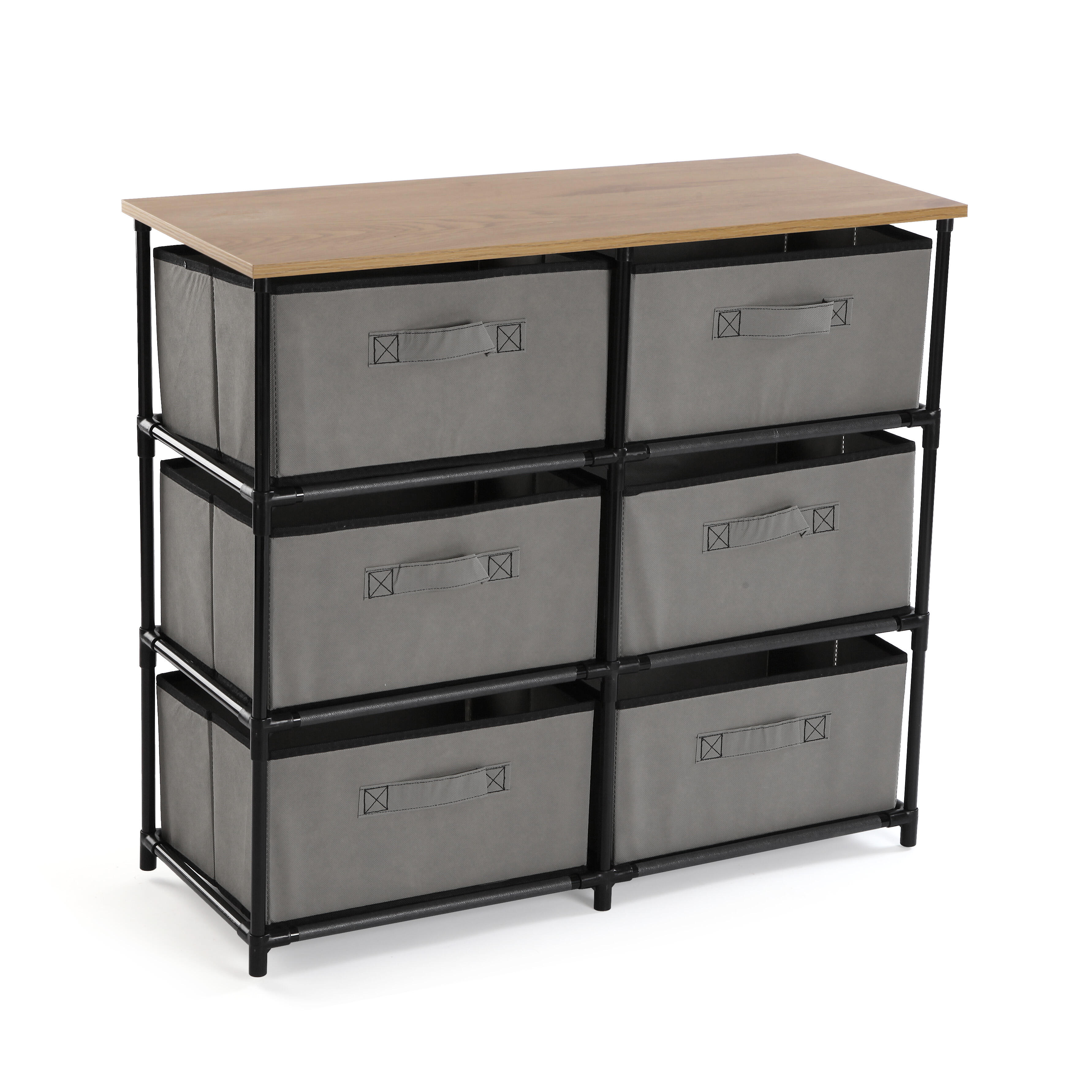 Cómoda de seis cajones versa home 68x30x76cm gris claro