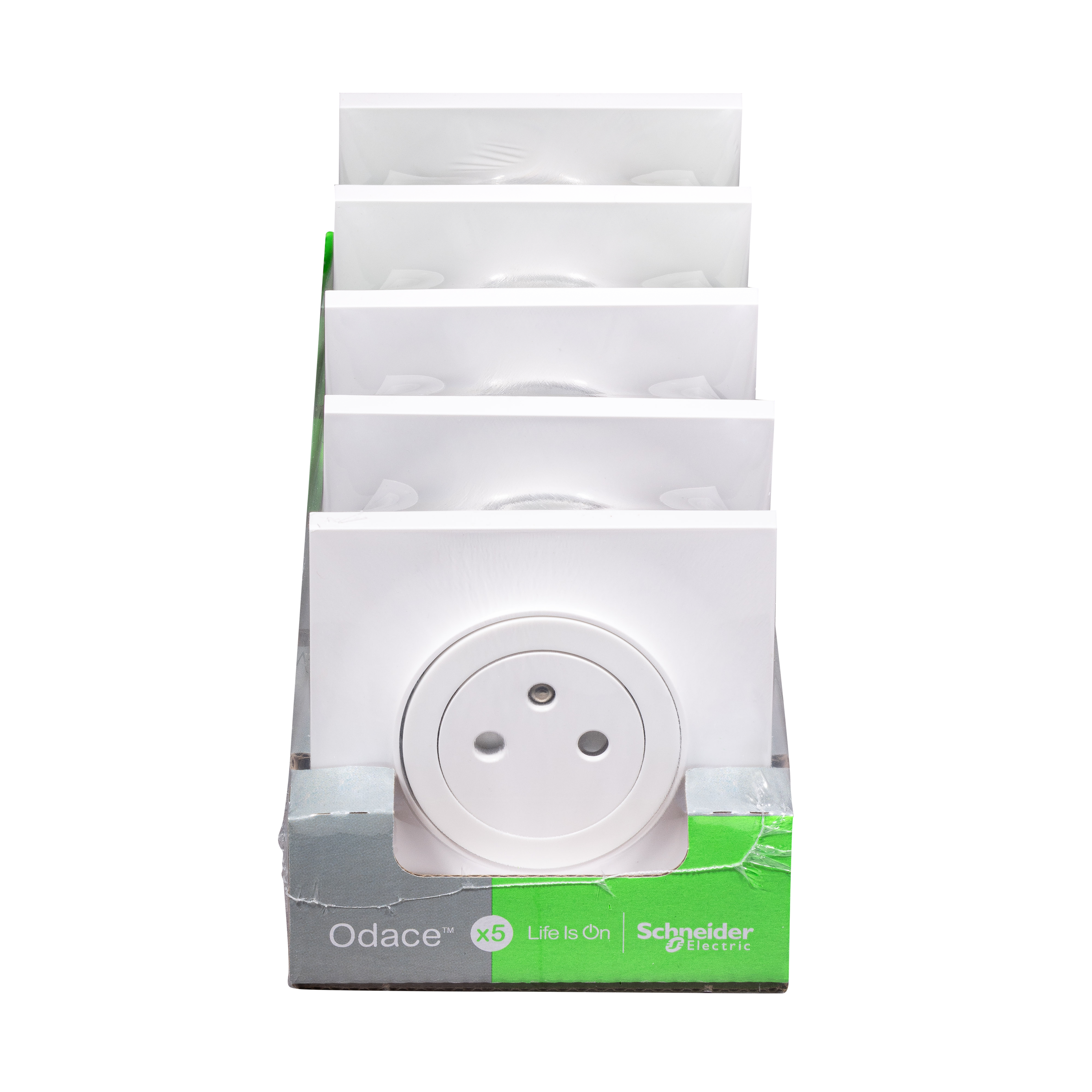 Lot de 5 prises affleurantes complet Odace, SCHNEIDER ELECTRIC, blanc - 12
