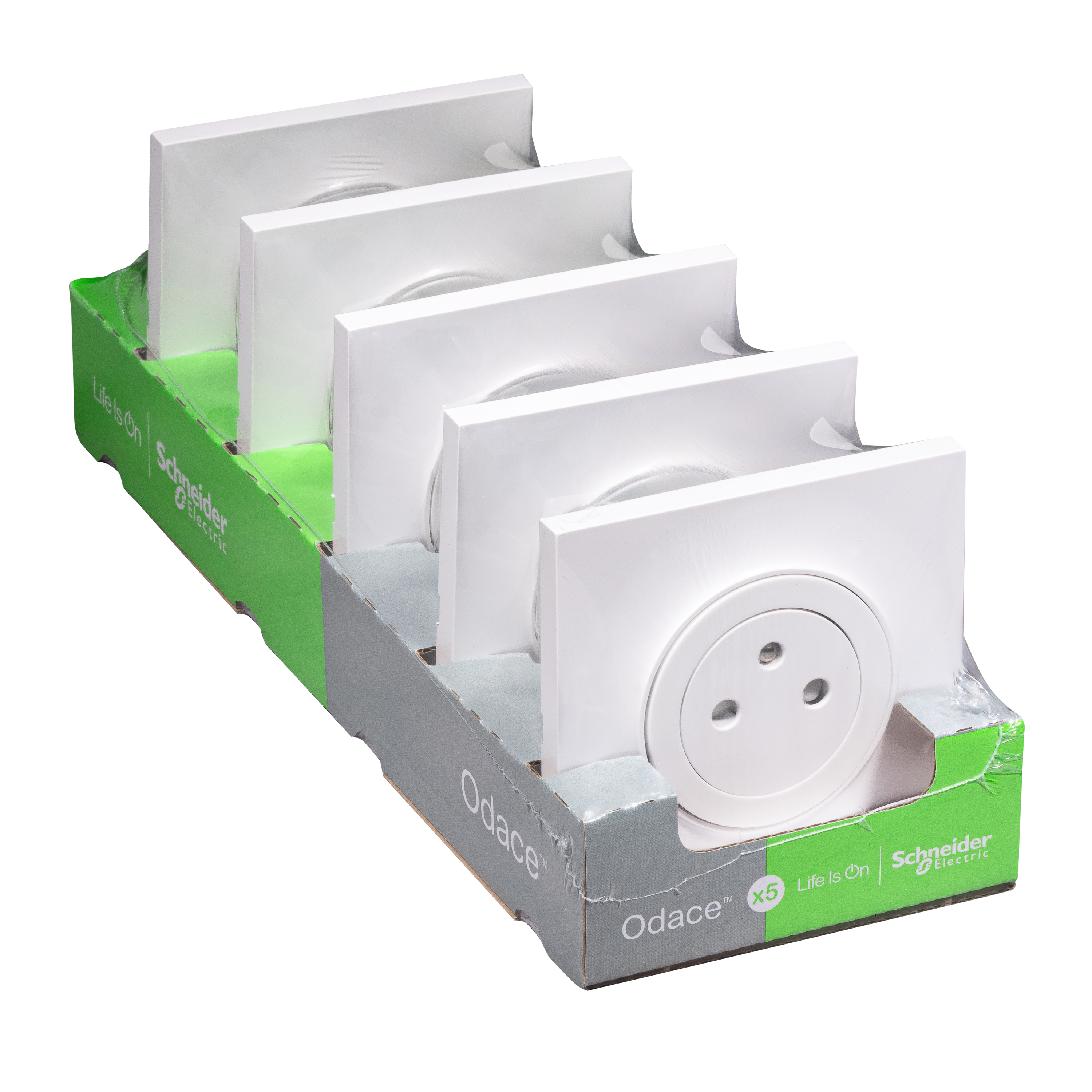 Lot de 5 prises affleurantes complet Odace, SCHNEIDER ELECTRIC, blanc - 10