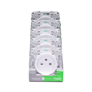Lot de 5 prises affleurantes à assembler Odace, SCHNEIDER ELECTRIC, blanc