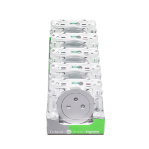 Lot de 5 prises affleurantes à assembler Odace, SCHNEIDER ELECTRIC, aluminium