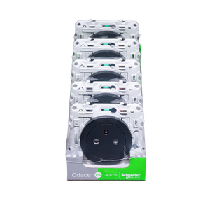 Lot de 5 prises affleurantes à assembler Odace, SCHNEIDER ELECTRIC, anthracite