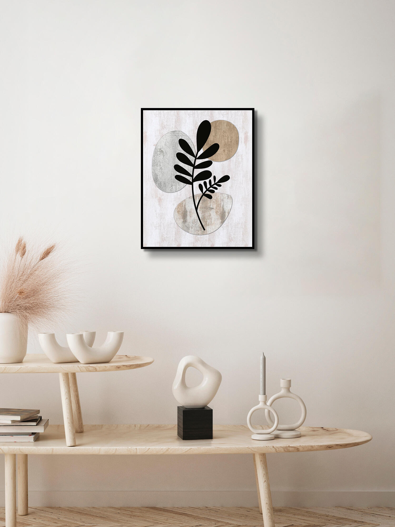 Quadro com moldura Deco Line Folhas redondas 40x50 cm preto - 5