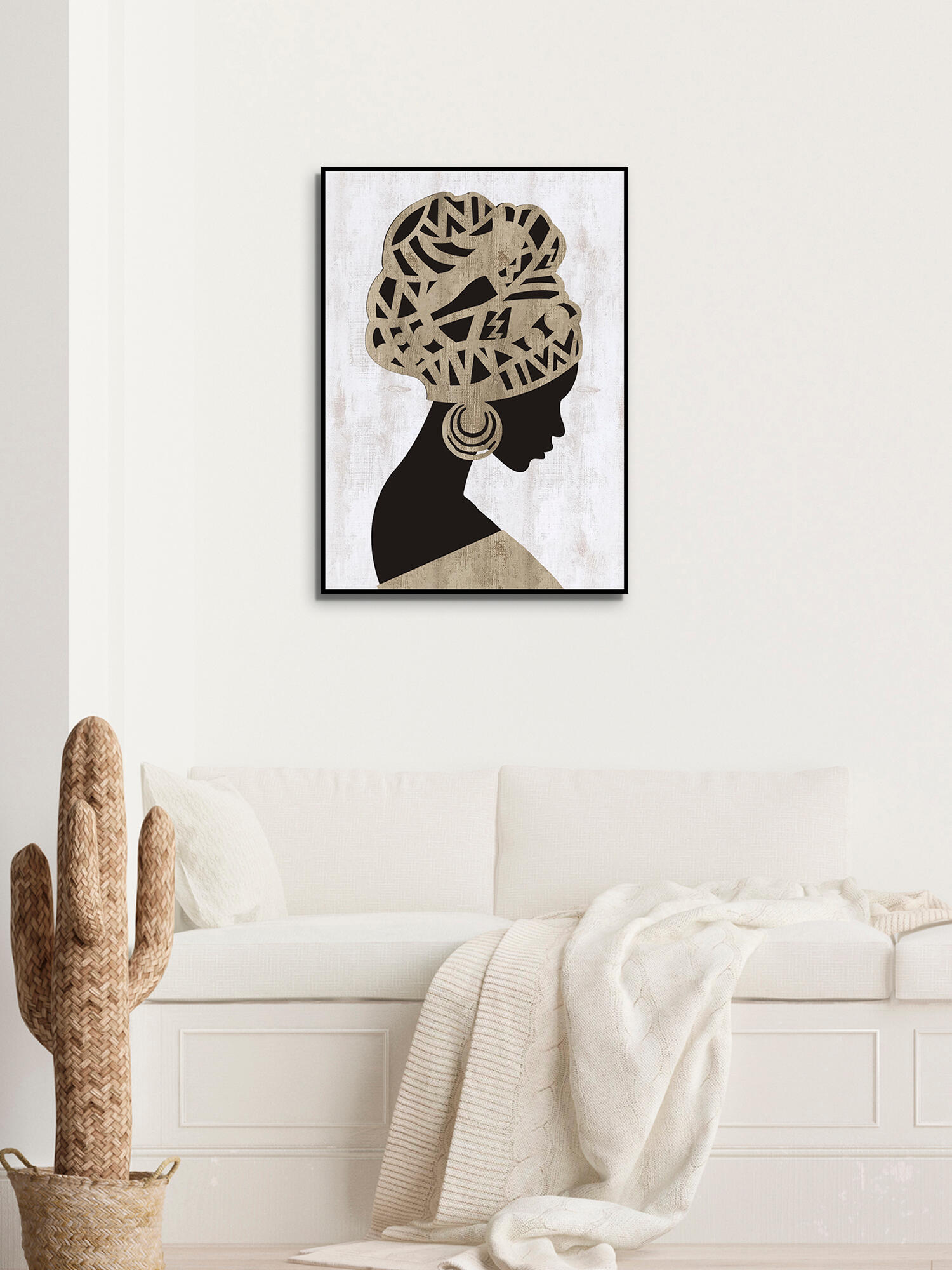 Tableau Ethnique Femme Africaine - Impression Sur Toile Encadrée, Décoration Murale Rouge - Fabriqué UK