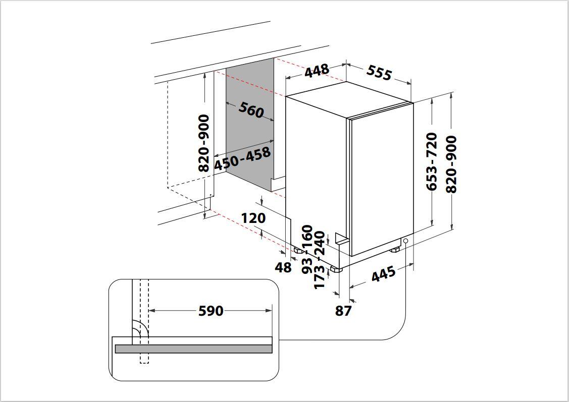 Lavavajillas integrable INDESIT DI9E 2B10 9 cubiertos 5 programas con inicio diferido blanco 45cm clase F - 3