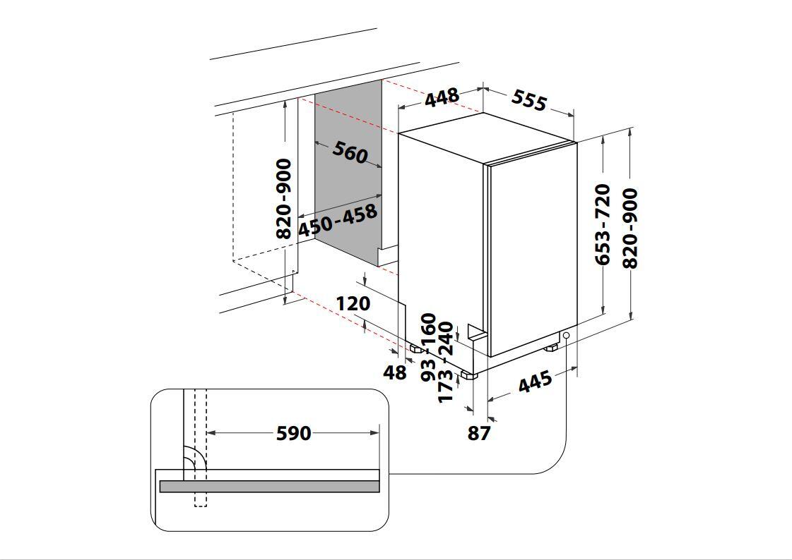 Lavavajillas integrable WHIRLPOOL WSIC 3M27 C 10 cubiertos 6 programas con inicio diferido blanco 45cm clase E - 2