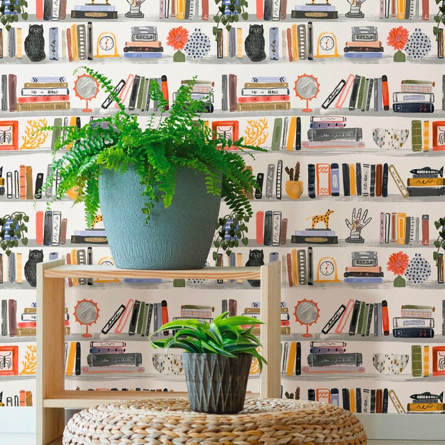 Papier peint vinyle Adhésifs bibliothèque multicolore