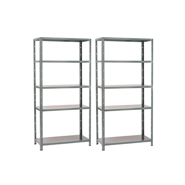 Lot de 2 étagères acier galvanisé, 4 tablettes, l.90xH.187xP.40 cm