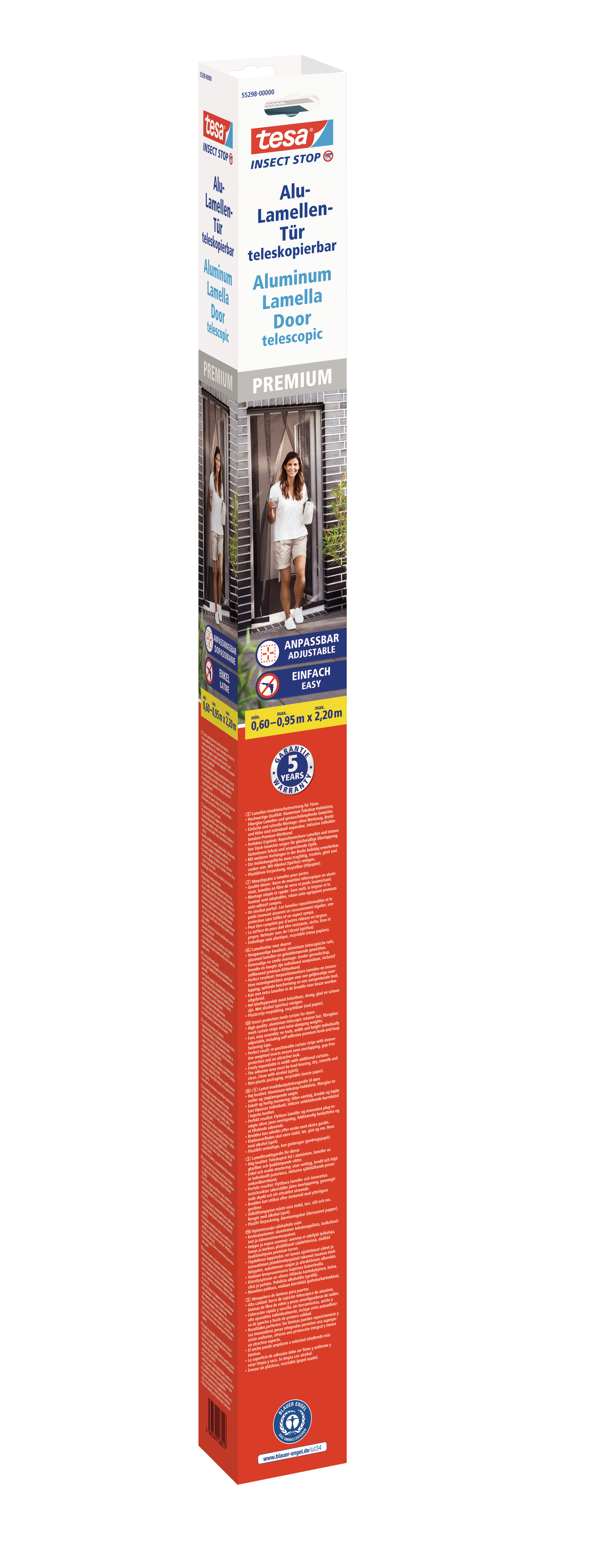 Moskitiera do drzwi teleskopowa lamelowa czarna 95x220 cm