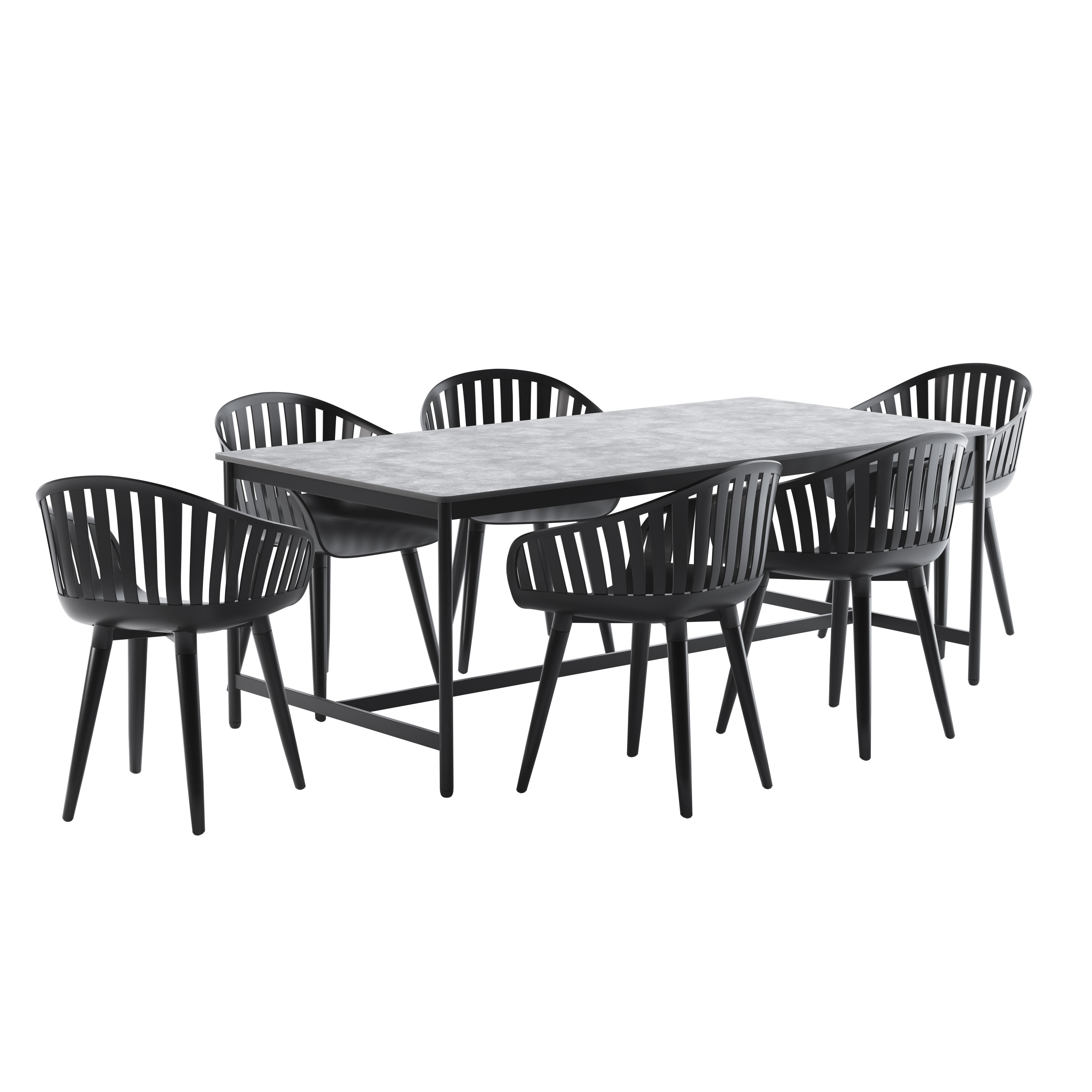 Mesa para jardim retangular para 6 pessoas 200x100 cm preto Naterial Idunn - 2