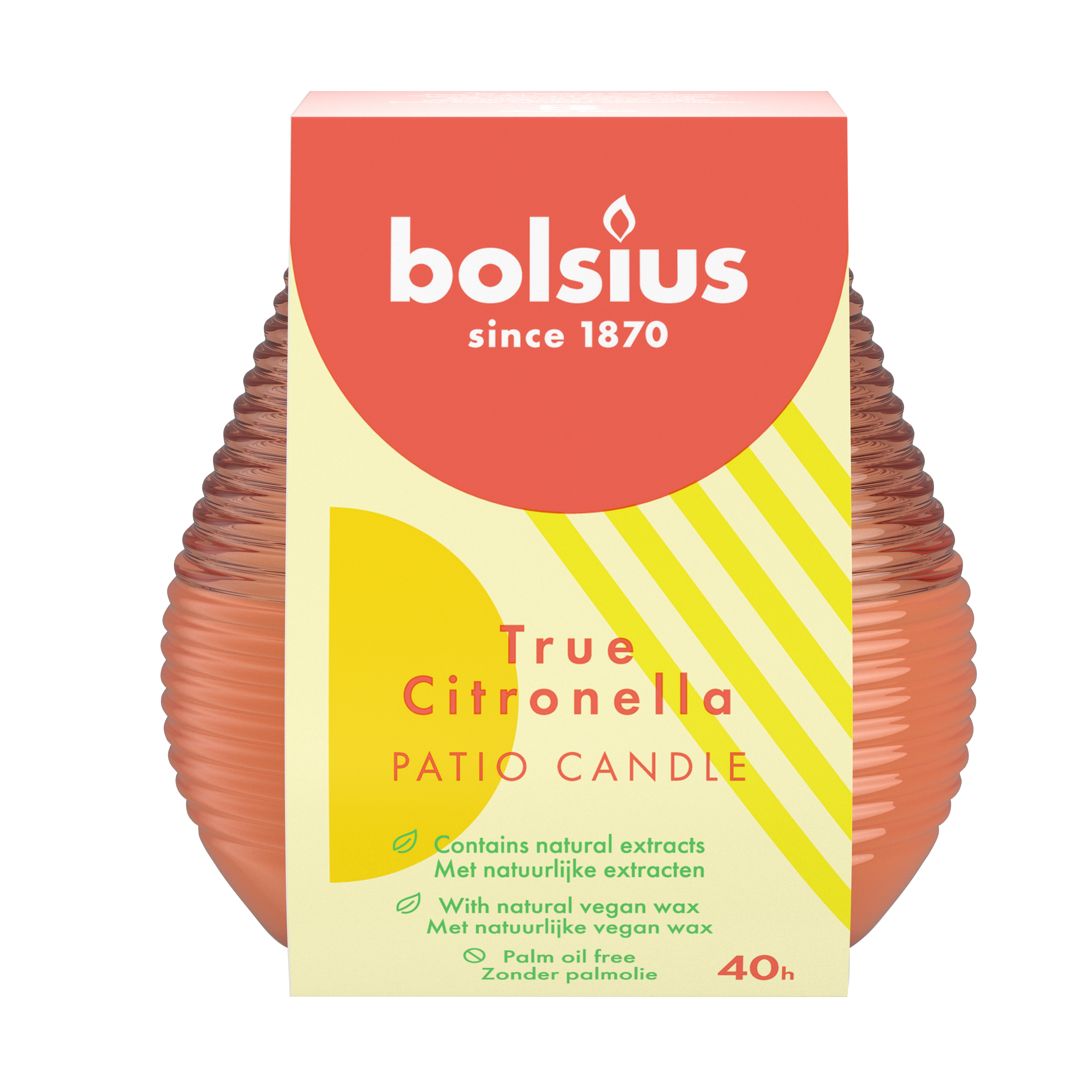 Świeca antykomarowa Citronella pomarańczowa wys. 9.4 cm Bolsius