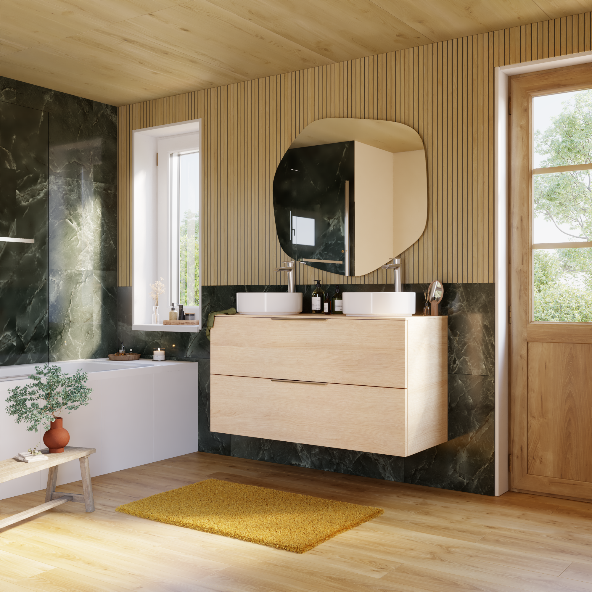 Specchio con illuminazione integrata bagno asimmetrico Meteora SENSEA L 100 x H 90 x P 3 cm grigio / argento - 4