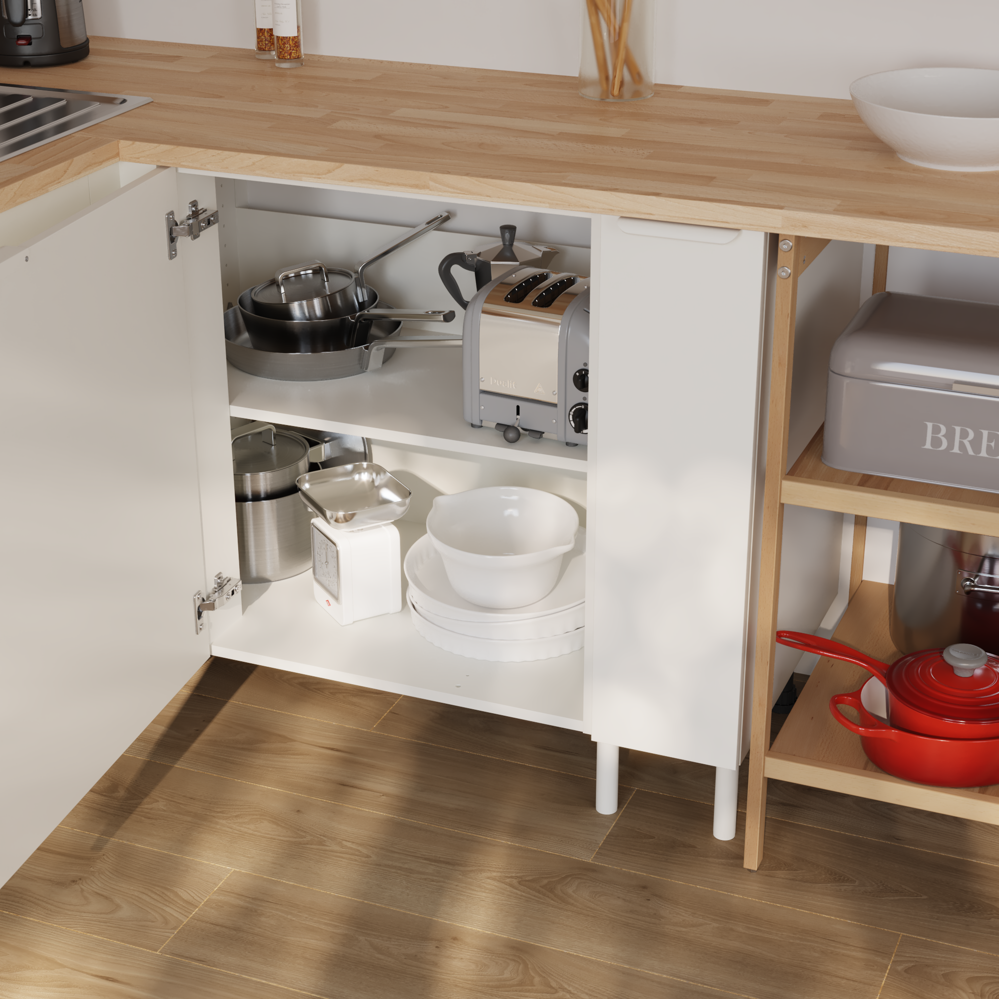 Mueble bajo de rincon de cocina Eleki Blanco 1 puerta H 87.1 x L 60 cm - 4