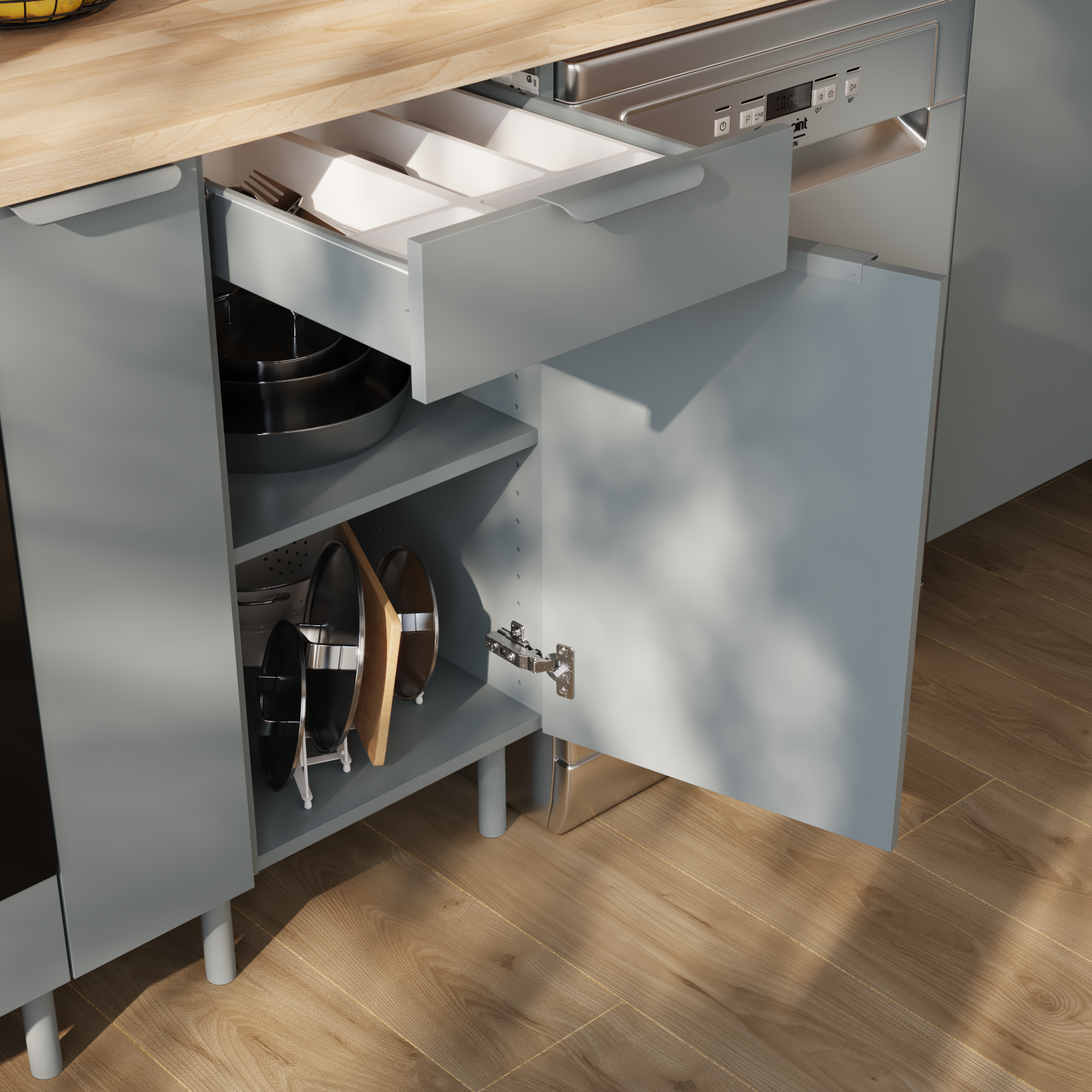 Mueble bajo de cocina Eleki Gris 1 cajón + 1 puerta H 87.1 x L 40 cm - 4