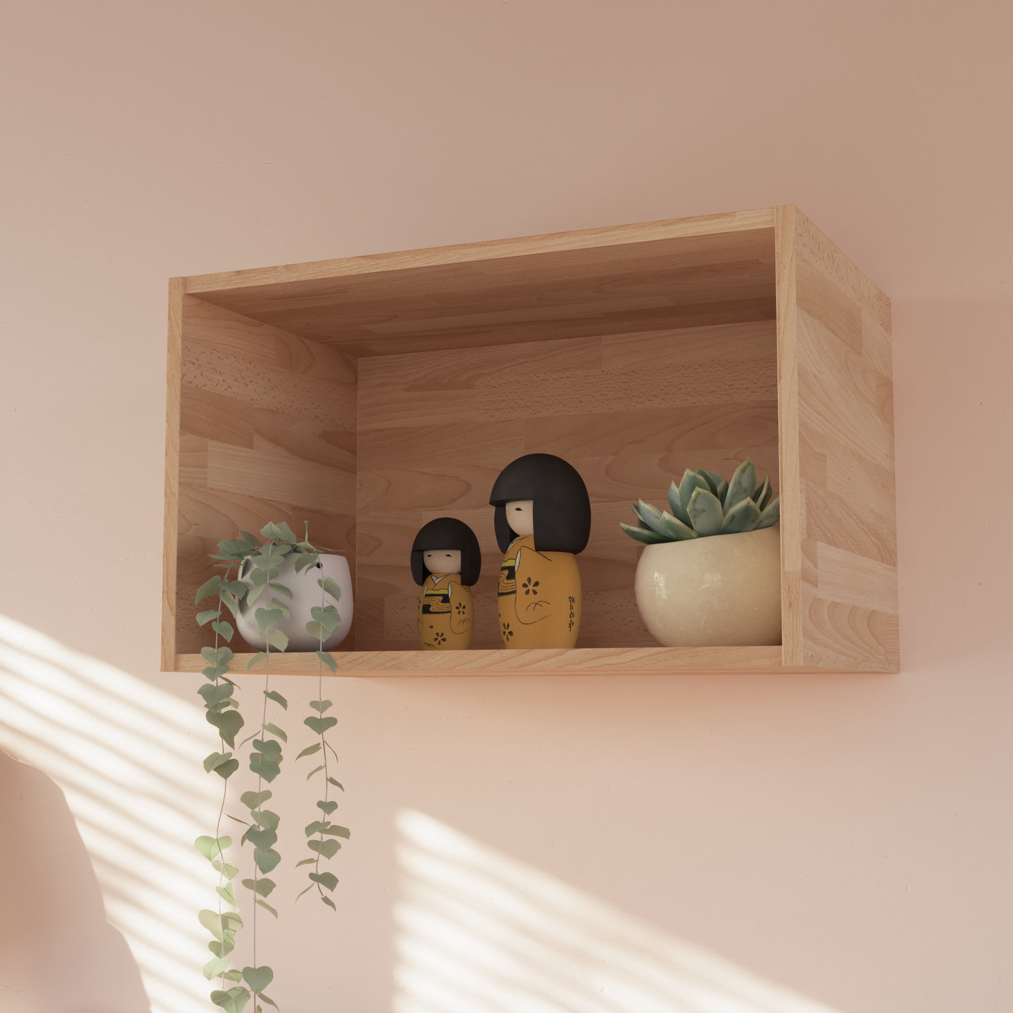 Etagère cube Eleki effet bois, H.36.8 x L.60 cm x P.37 cm, Ep.1.6 cm - 4