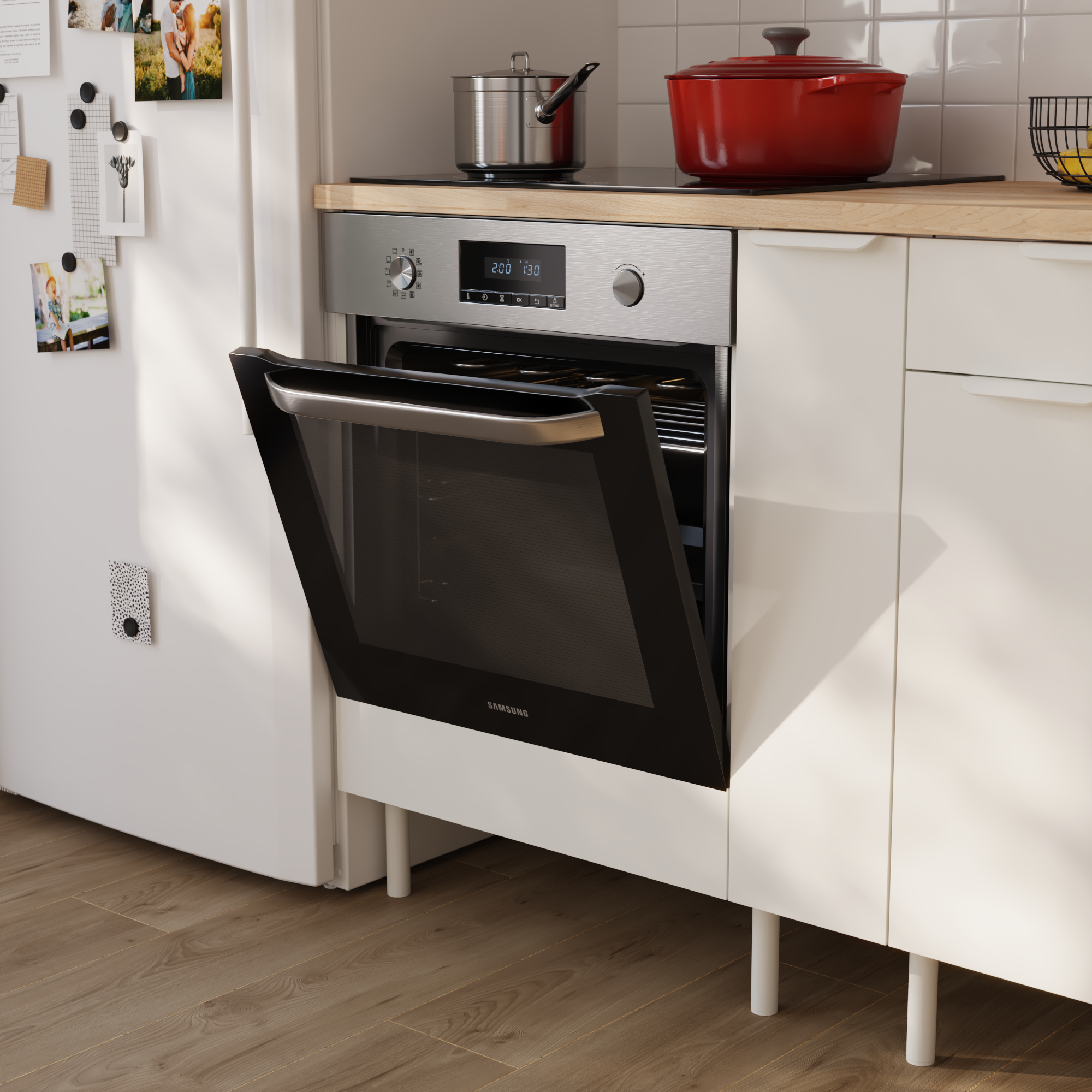 Mueble bajo horno de cocina Eleki Blanco H 87.1 x L 60 cm - 3