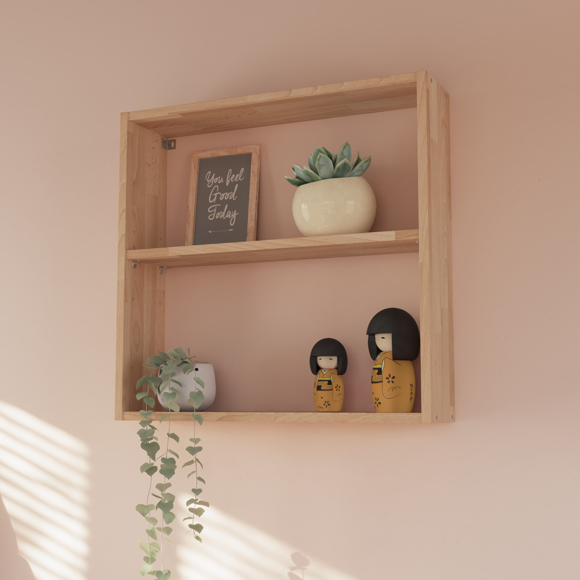 Etagère murale Eleki effet bois, H.58 x L.60 cm x P.14.5 cm, Ep.1.6 cm - 5