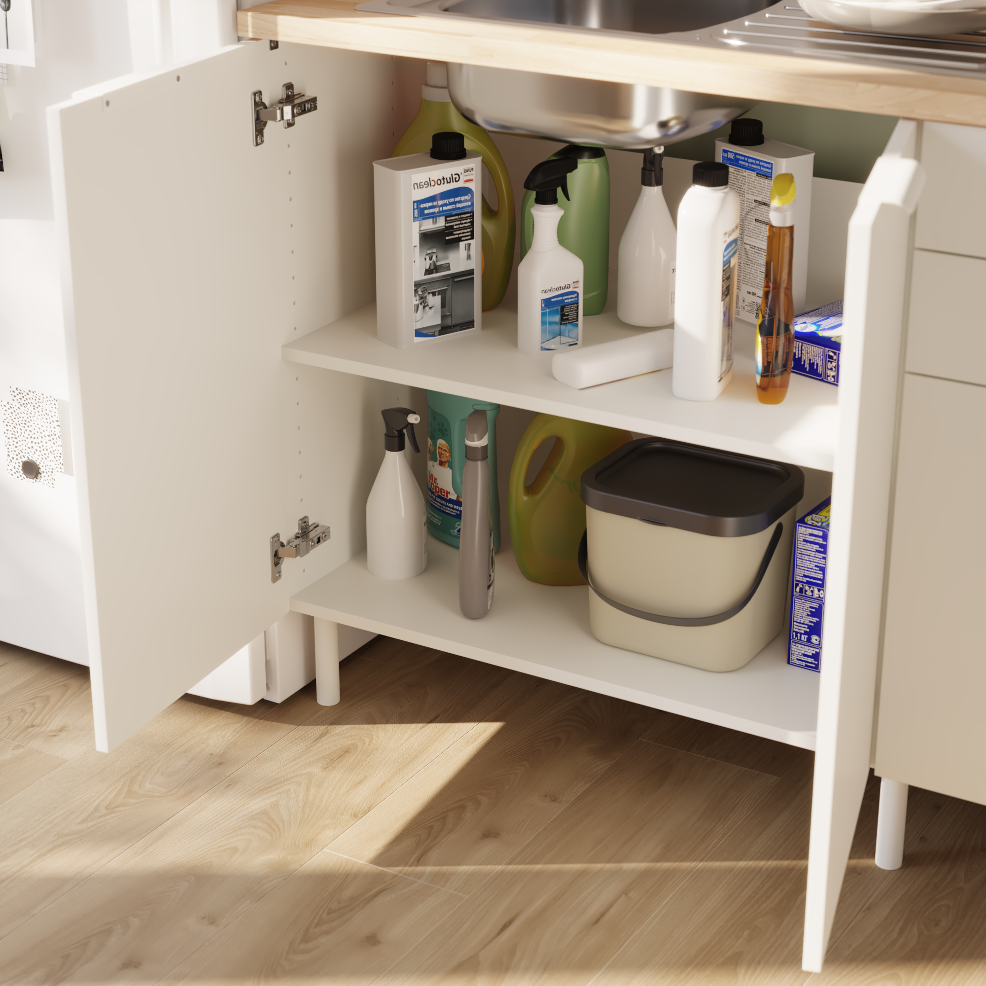 Mueble bajo de cocina Eleki Blanco 2 puertas H 87.1 x L 80 cm - 3