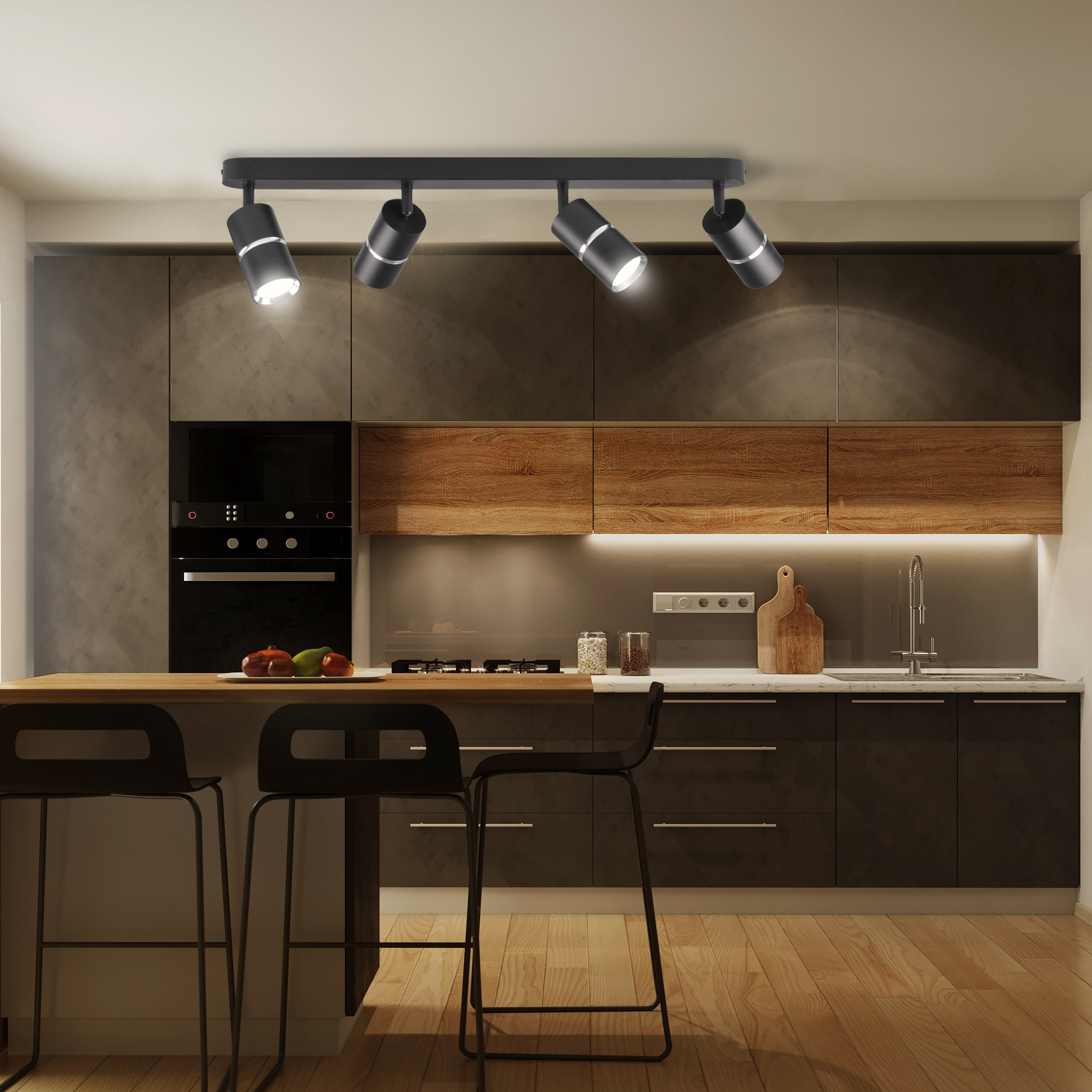 Listwa reflektorowa Bamboo czarna 4 x GU10 Goldlux - 2