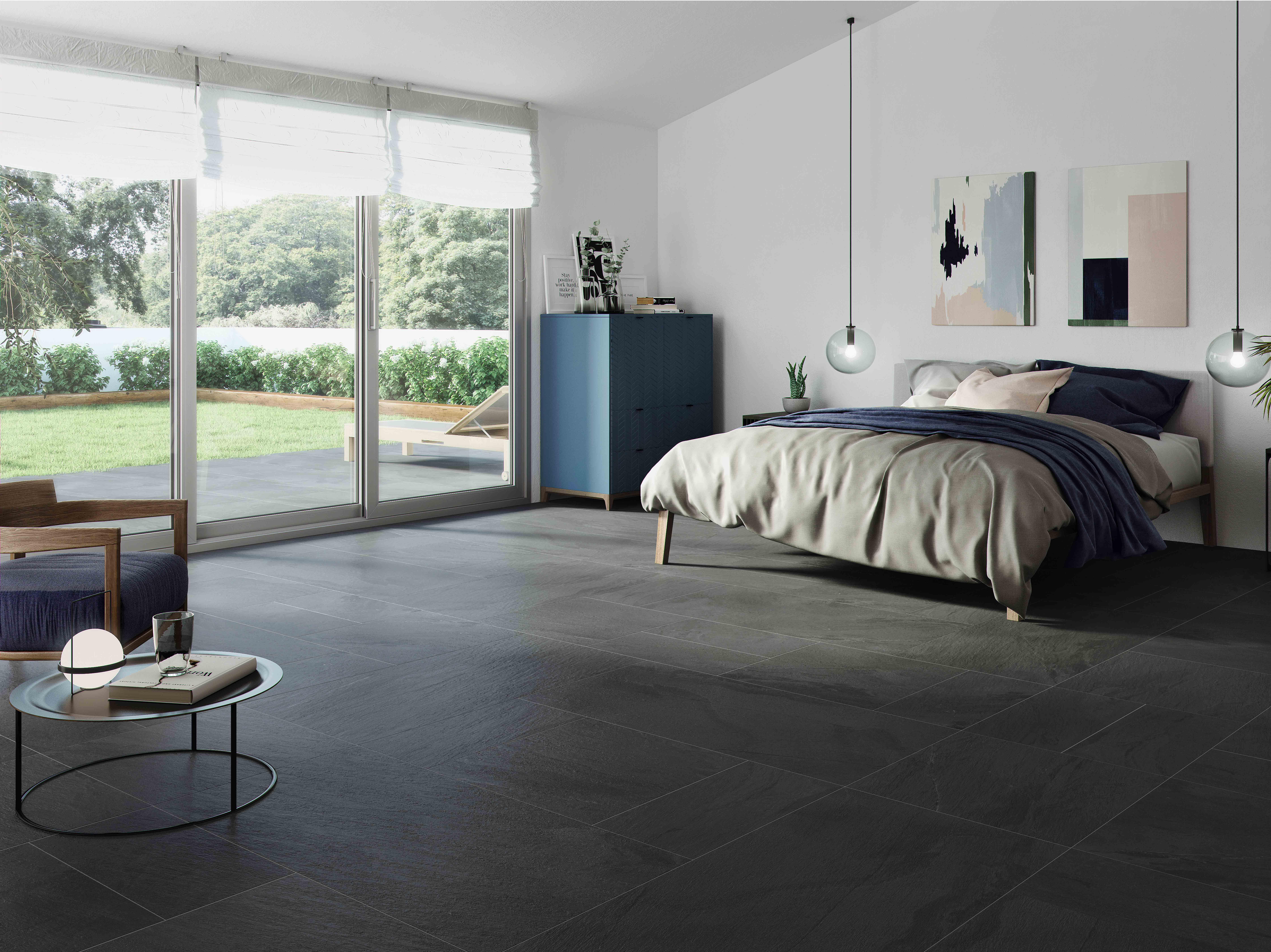 Suelo porcelánico terranova efecto piedra negro 30x60 cm c1 roca tiles