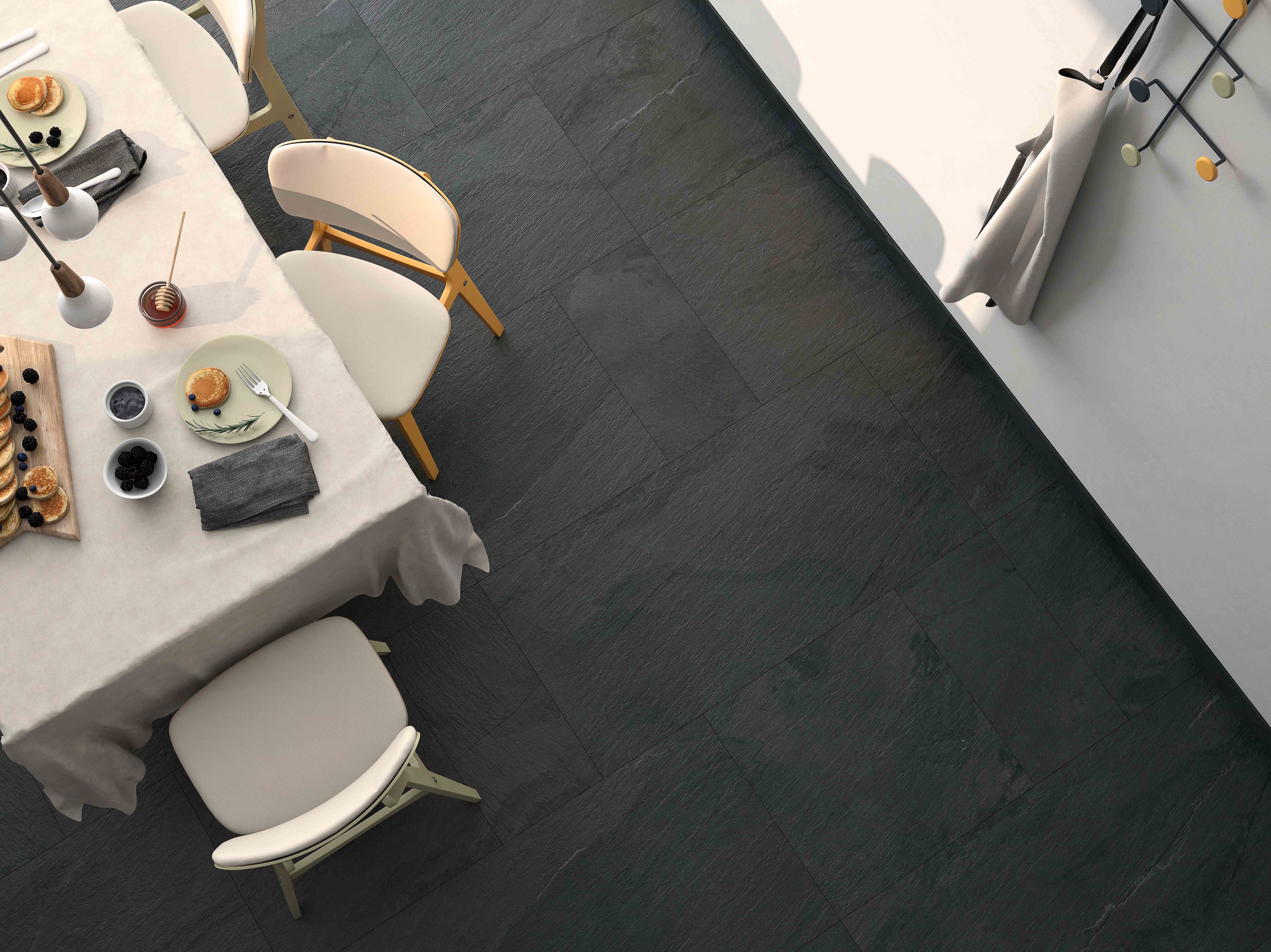 Suelo porcelánico terranova efecto piedra negro 60x60 cm c1 roca tiles