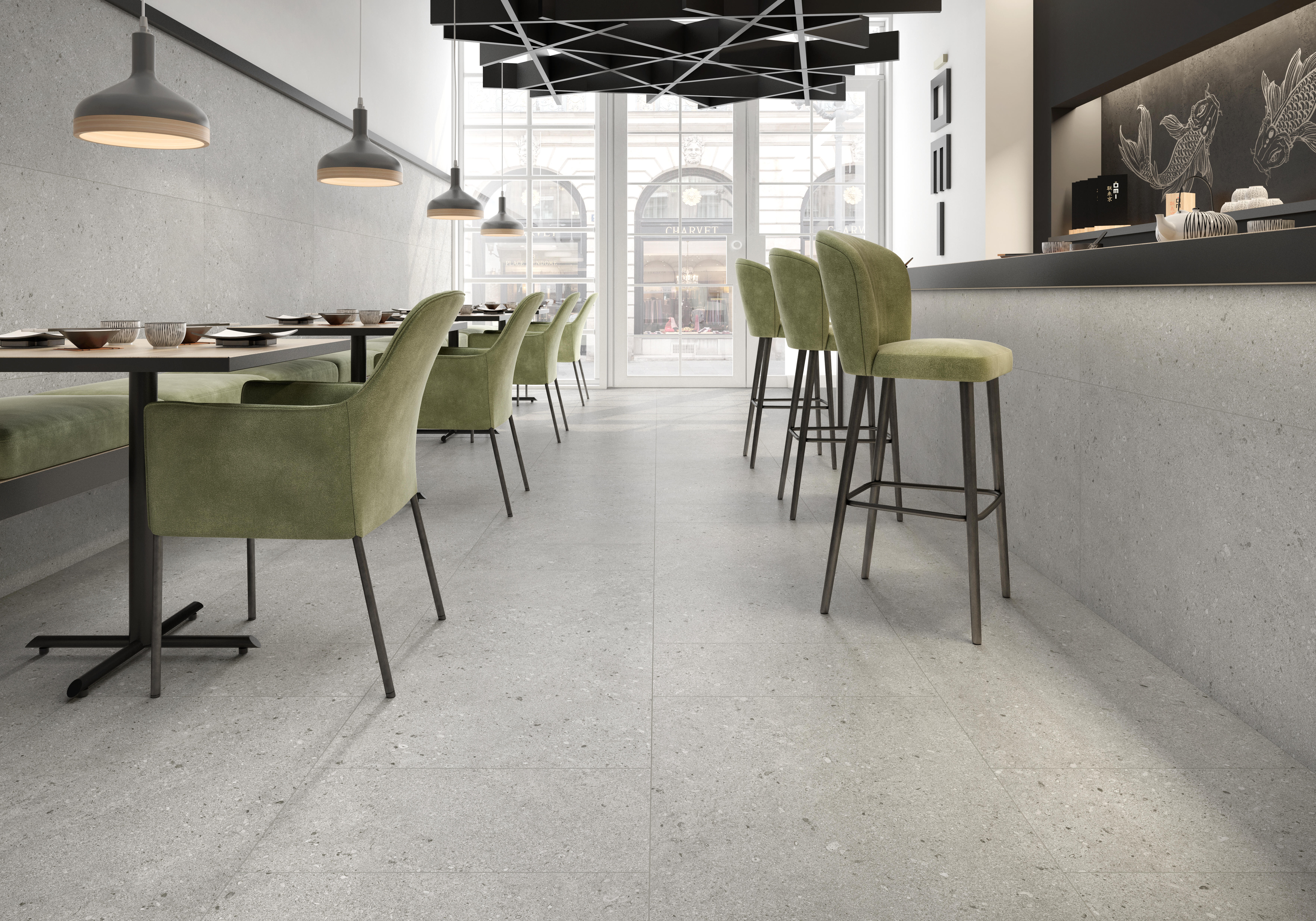 Suelo porcelánico stonetech balance efecto piedra gris c2 60x120 cm c2 roca tiles