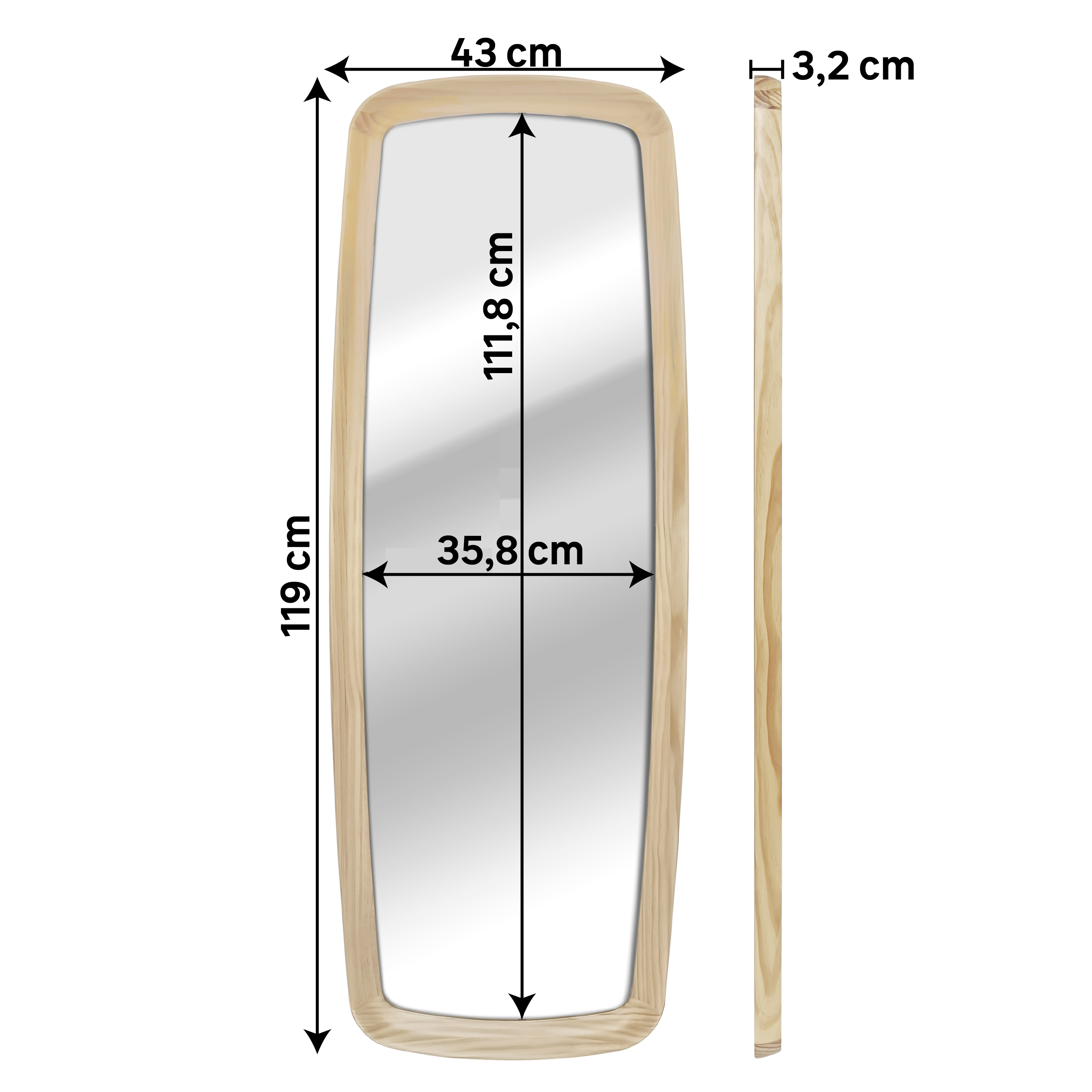 Lustro Scandi oak 43 x 119 cm dąb Inspire - 11