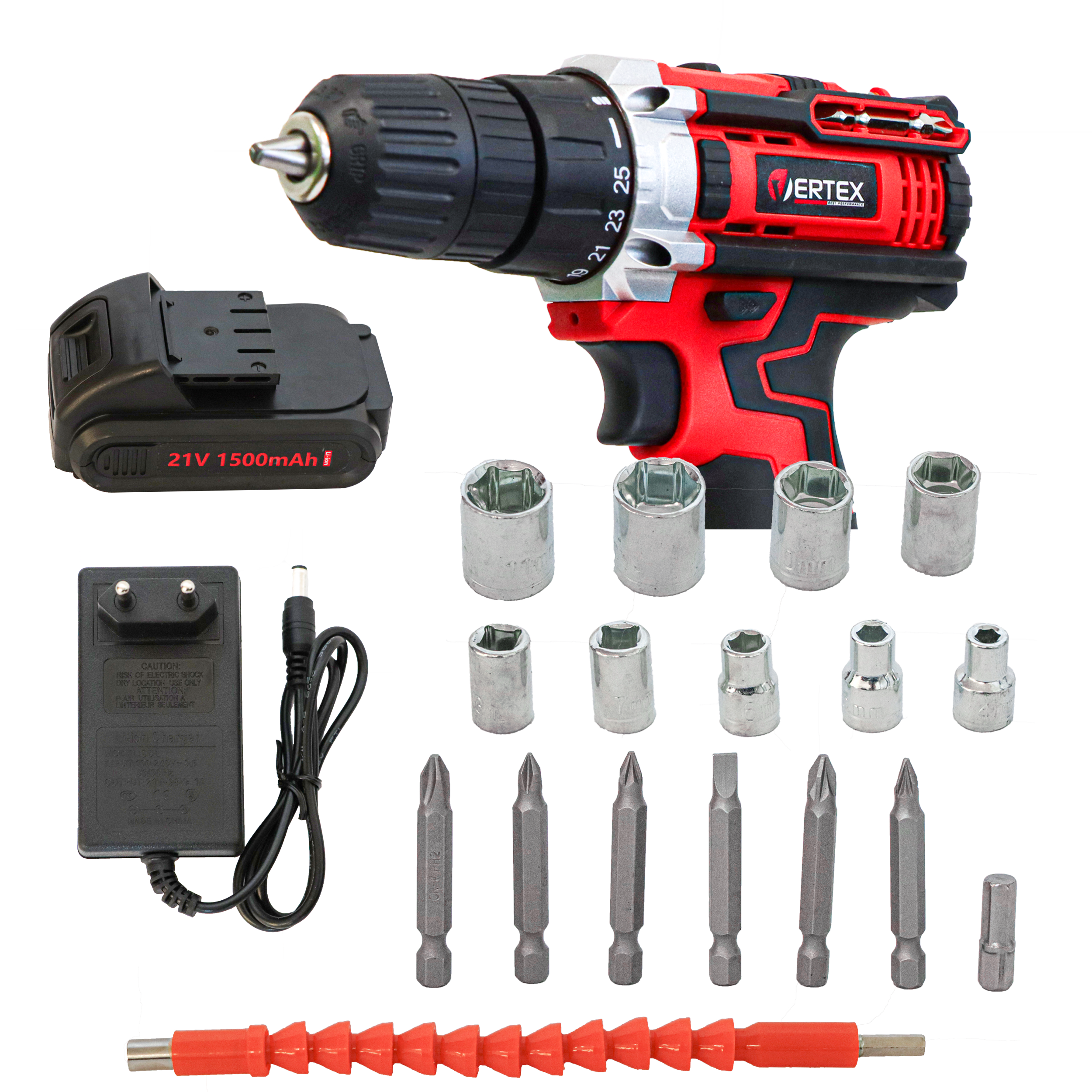 Wiertarko-wkrętarka akumulatorowa 21V 2x1,5Ah VWK2130 VERTEX +24 akcesoria - 9