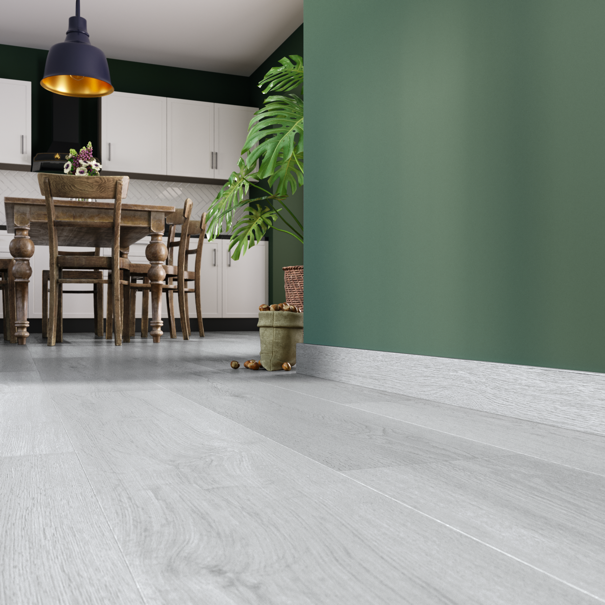 Battiscopa con passacavo Stiq XL 810 wood Decor 030 ARTENS in polistirene argento Sp 15 mm x H 8 x L 240 cm / 2.4 m - 3