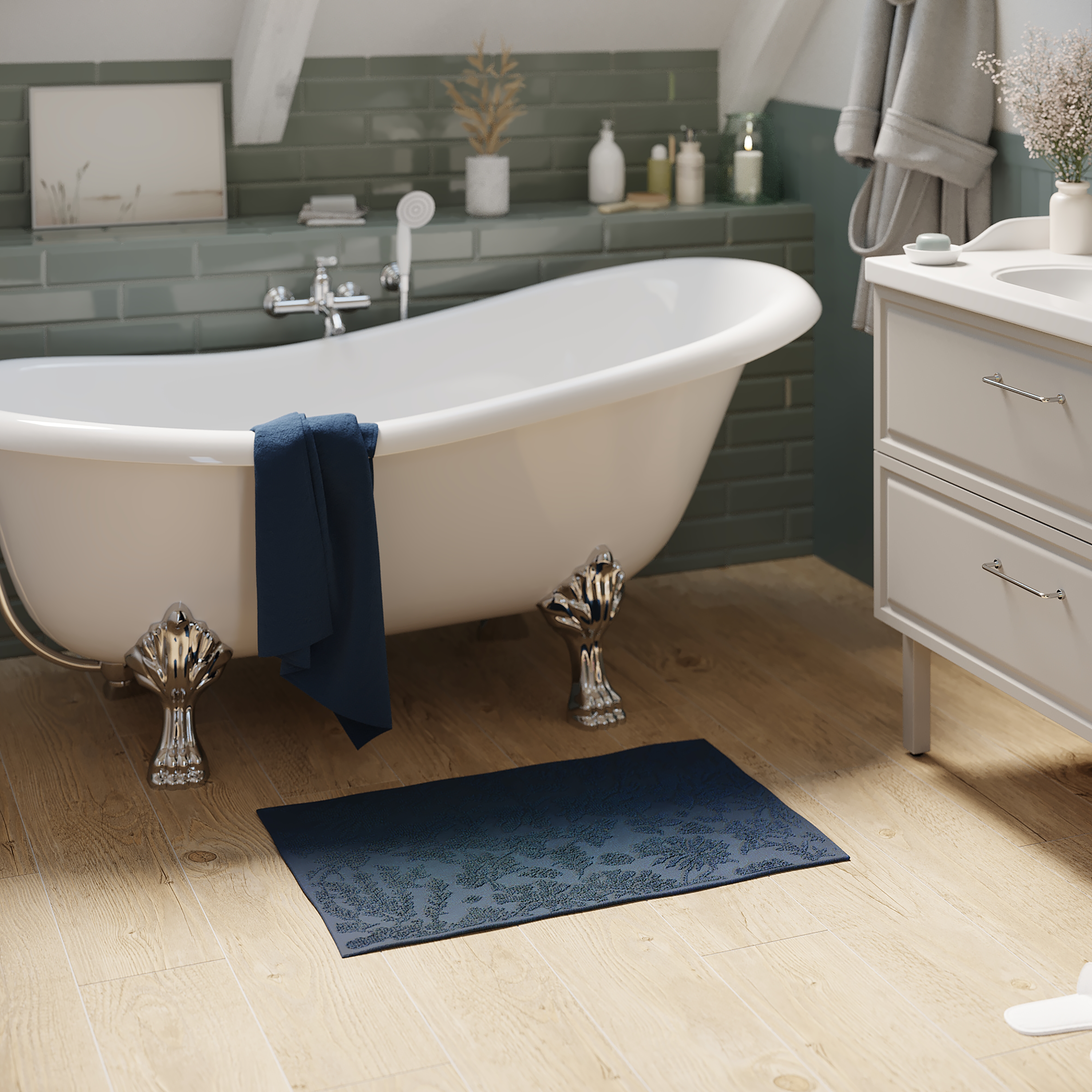 Tapete de casa de banho 50x80 cm azul Sensea Charm - 2