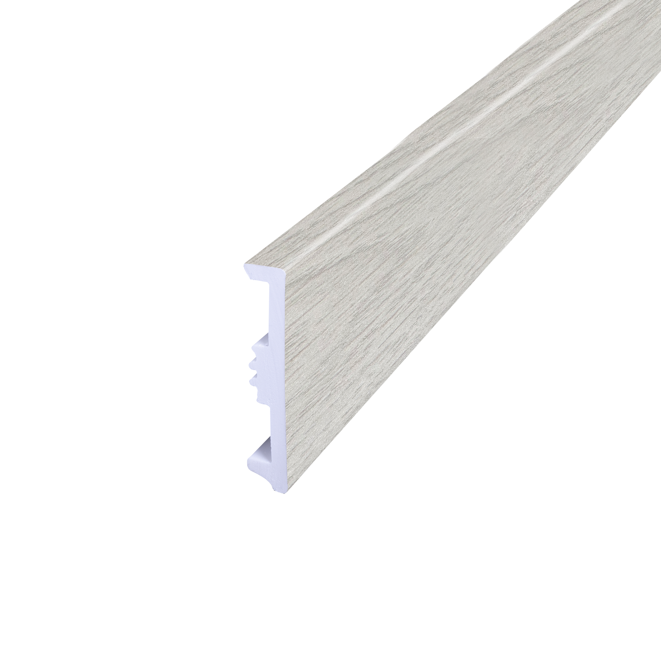 Battiscopa con passacavo Stiq XL 810 wood Decor 030 ARTENS in polistirene argento Sp 15 mm x H 8 x L 240 cm / 2.4 m - 4