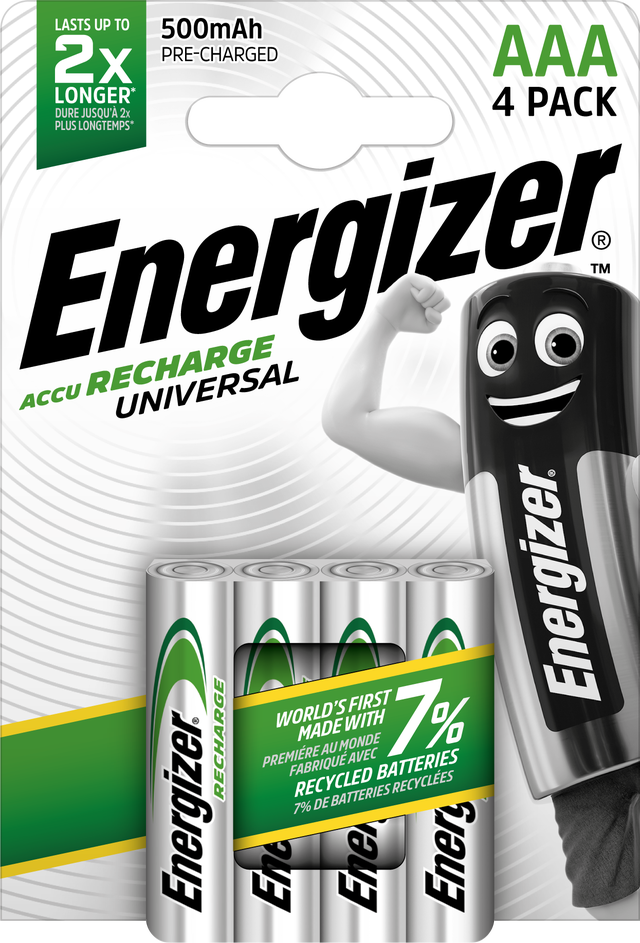 Pack 4 pilas recargable Ni-MH AAA HR3 500 mAh ENERGIZER