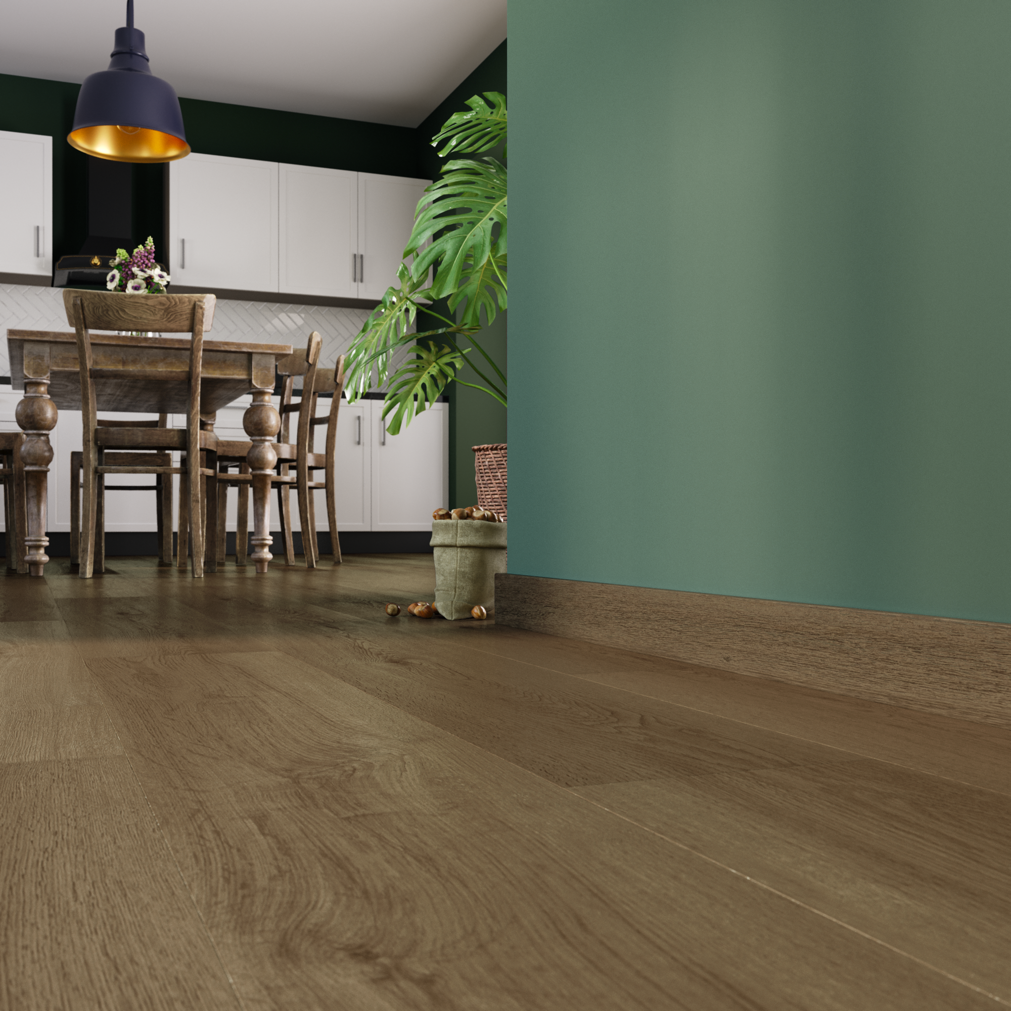 Battiscopa con passacavo STIQ XL 810 WOOD DECOR 090 ARTENS in polistirene marrone Sp 15 mm x H 8 x L 240 cm / 2.4 m - 3