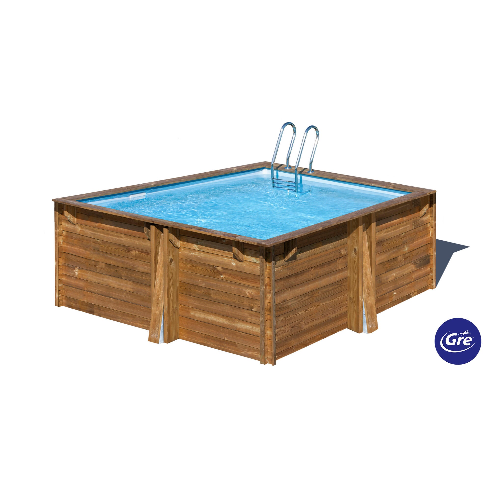 Piscina desmontable de madera de pino cuadrada gre 305 x 305 x119 cm