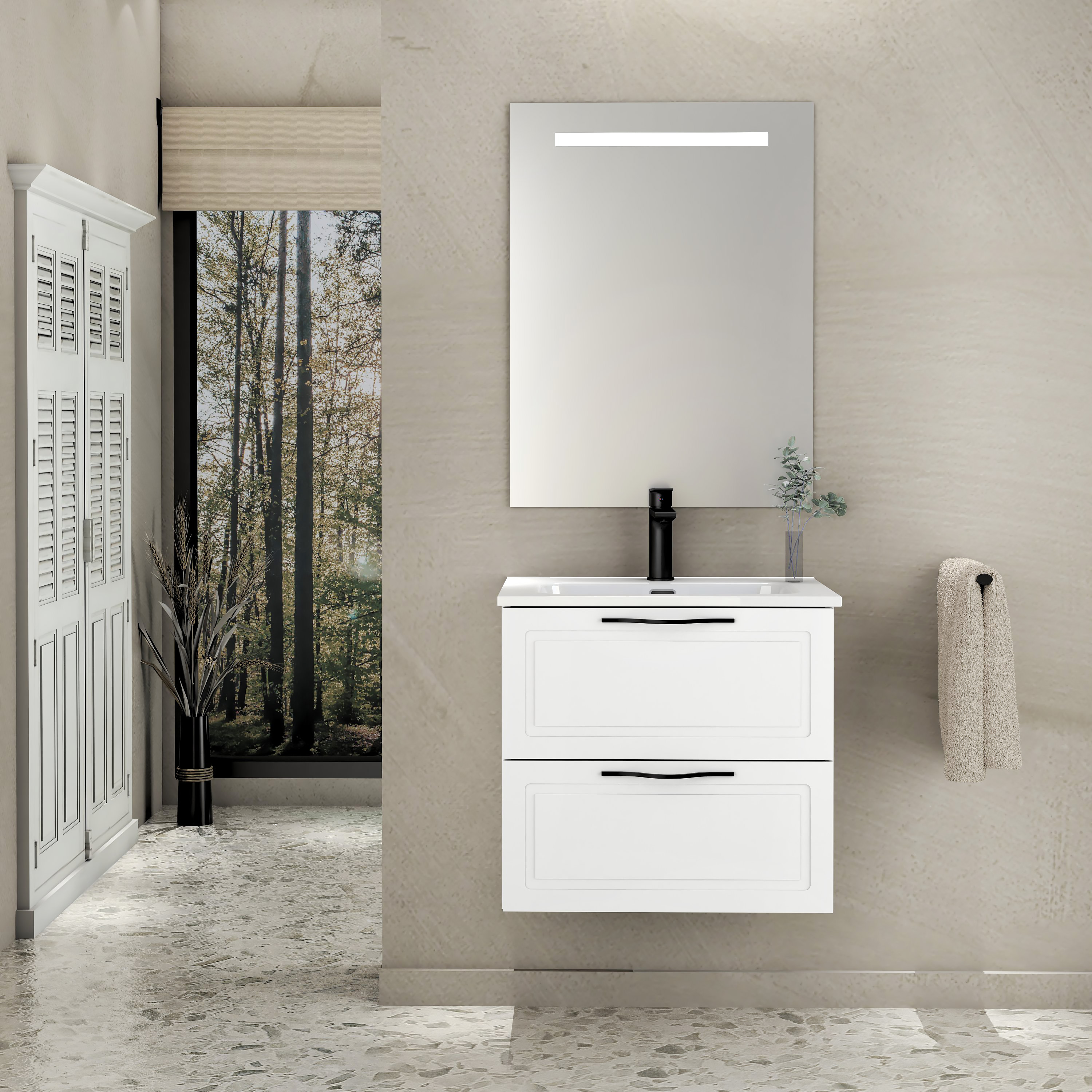 Conjunto de baño suspendido alba 2c 60 cm blanco