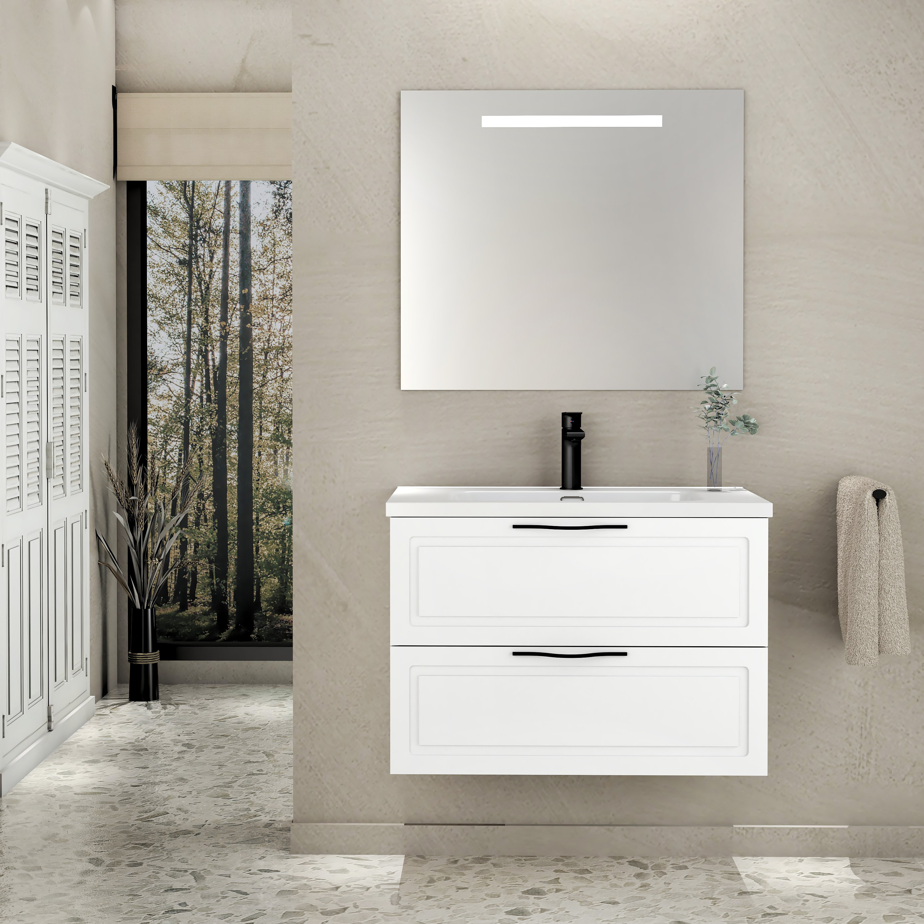 Conjunto de baño suspendido alba 2c 80 cm blanco