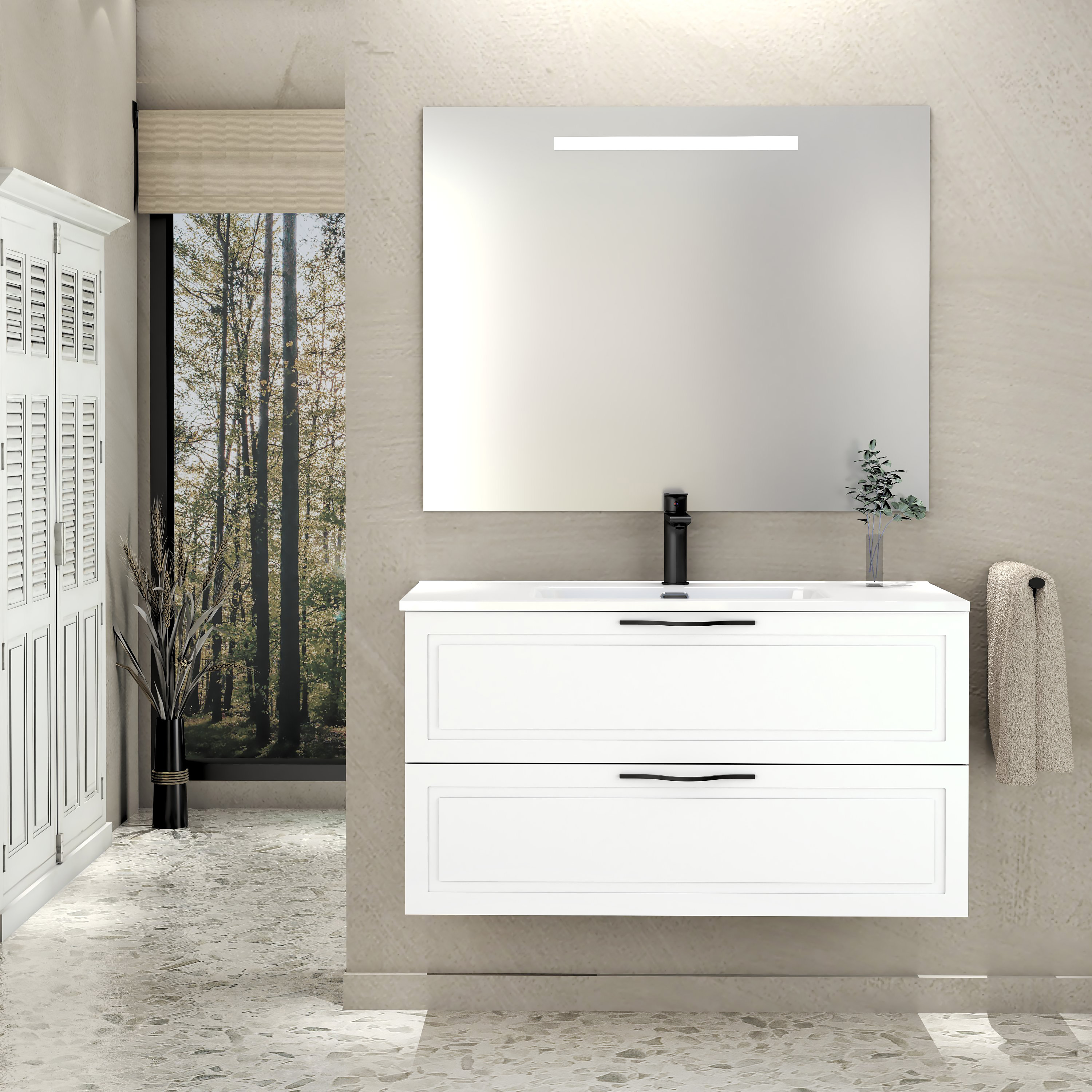 Conjunto de baño suspendido alba 2c 100 cm blanco