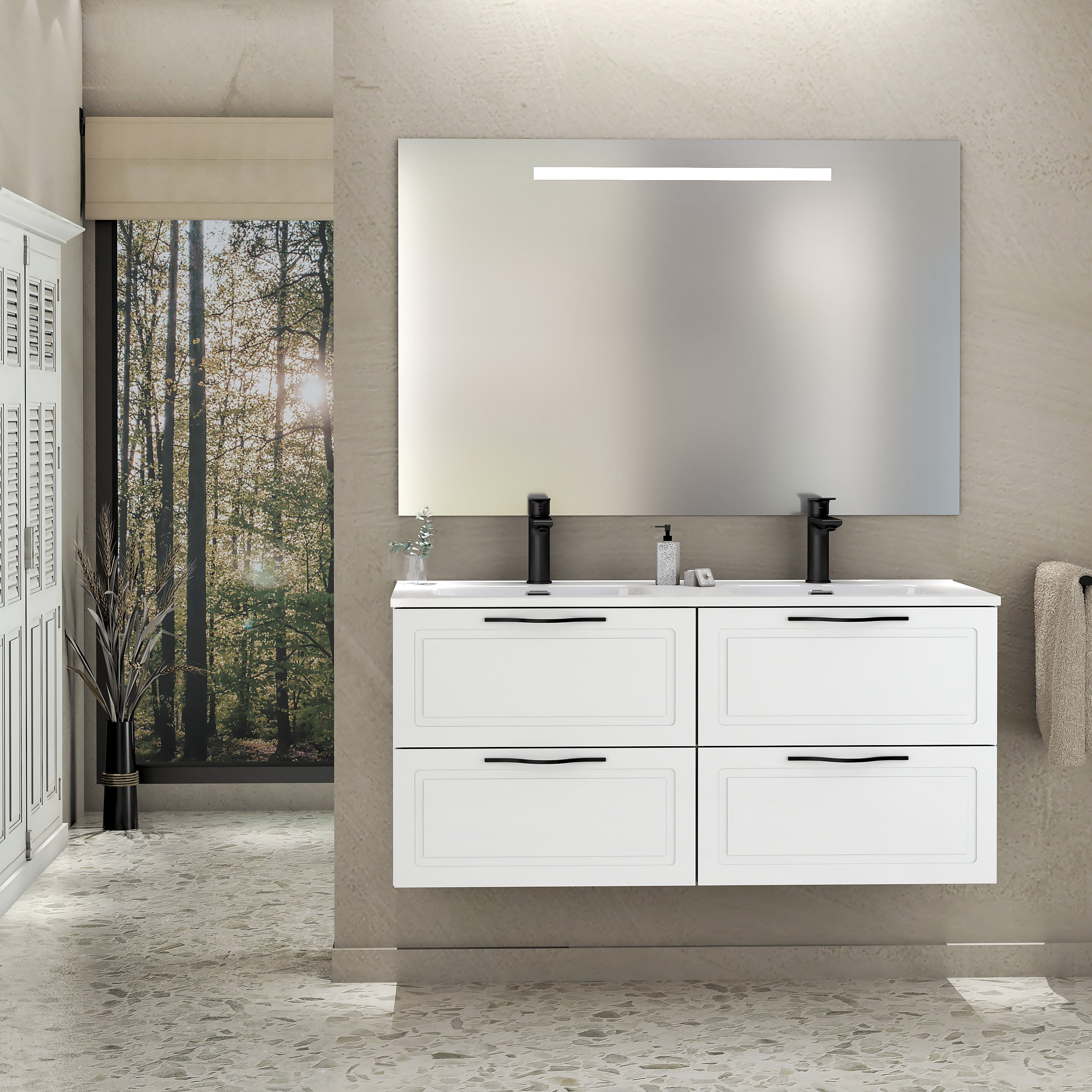 Conjunto de baño suspendido alba 4c 120 cm blanco