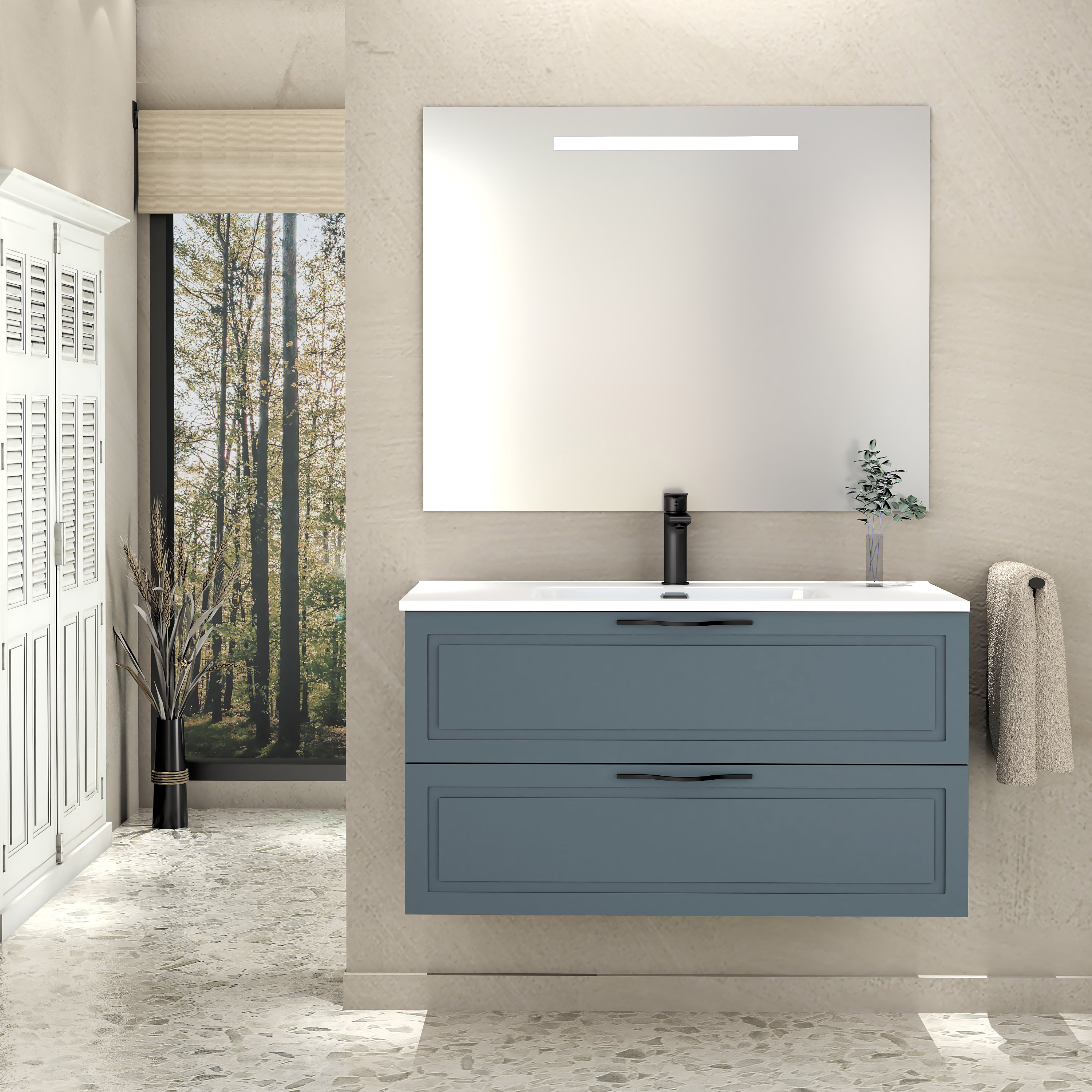 Conjunto de baño suspendido alba 2c 100 cm indigo