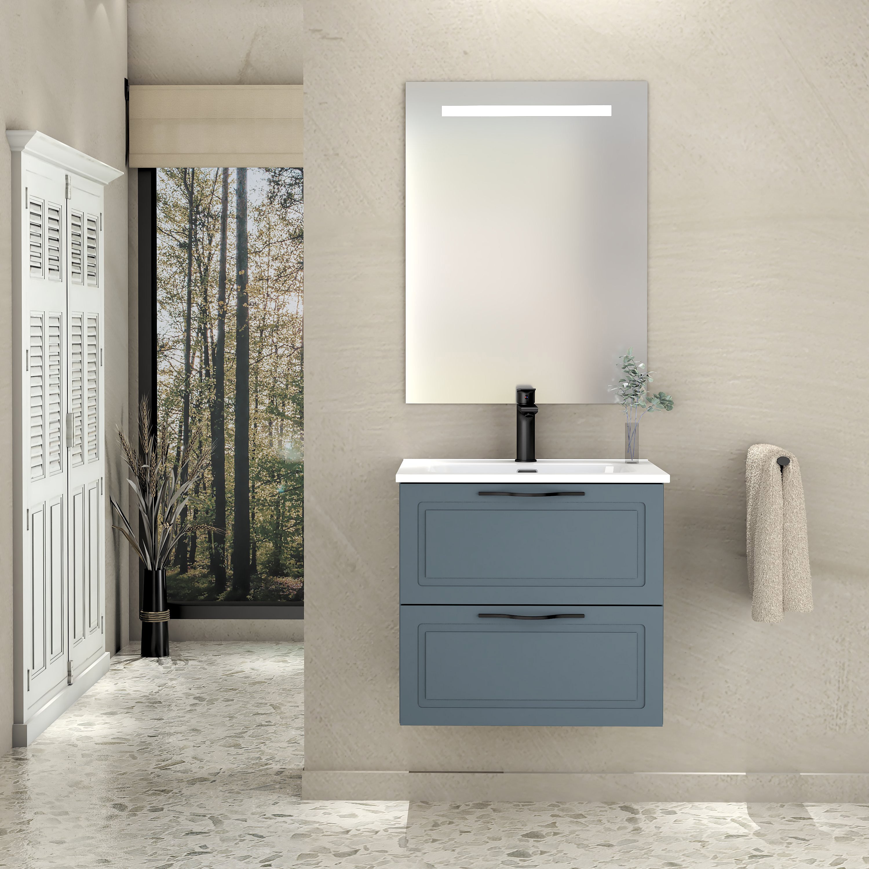 Conjunto de baño suspendido alba 2c 60 cm indigo