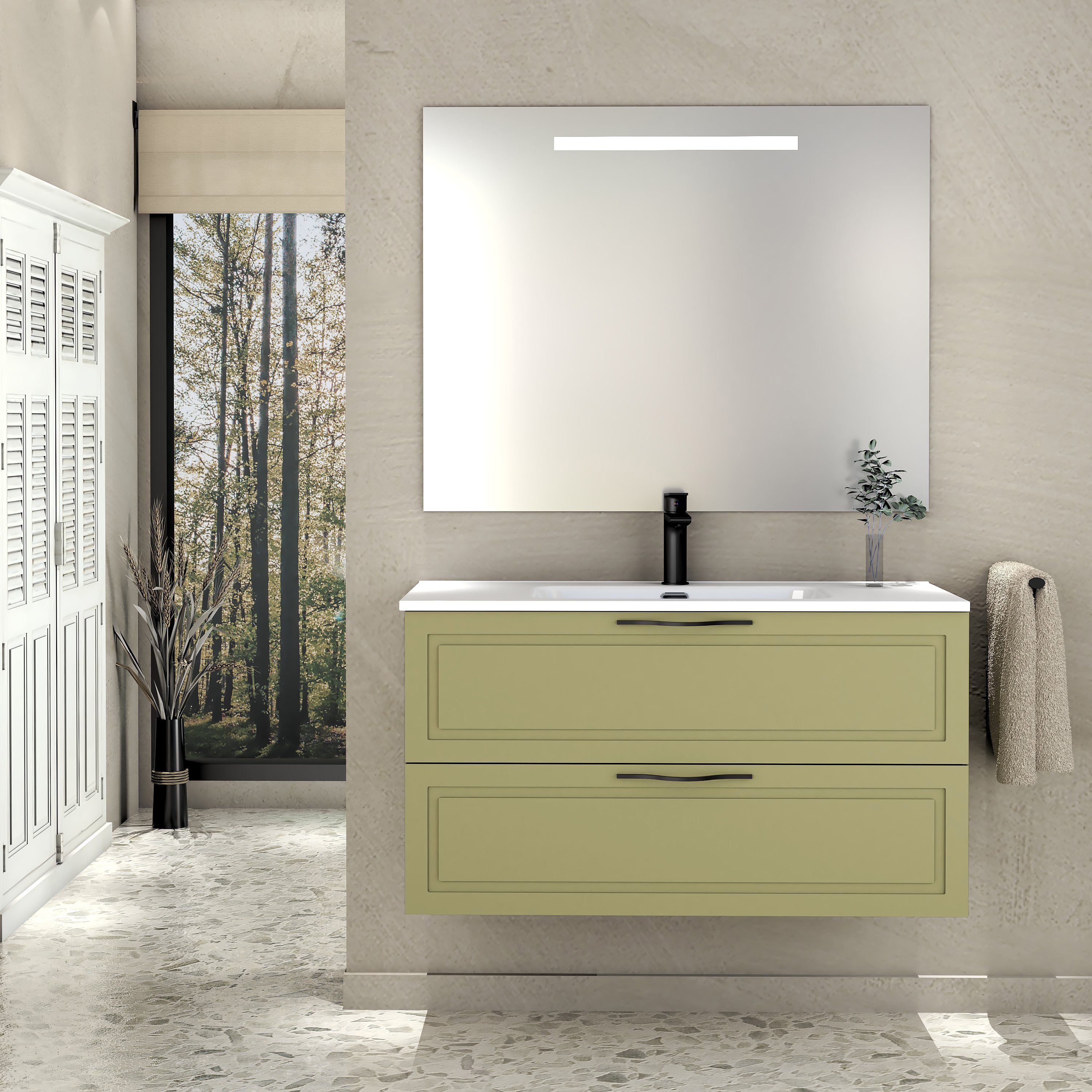Conjunto de baño suspendido alba 2c 100 cm cactus