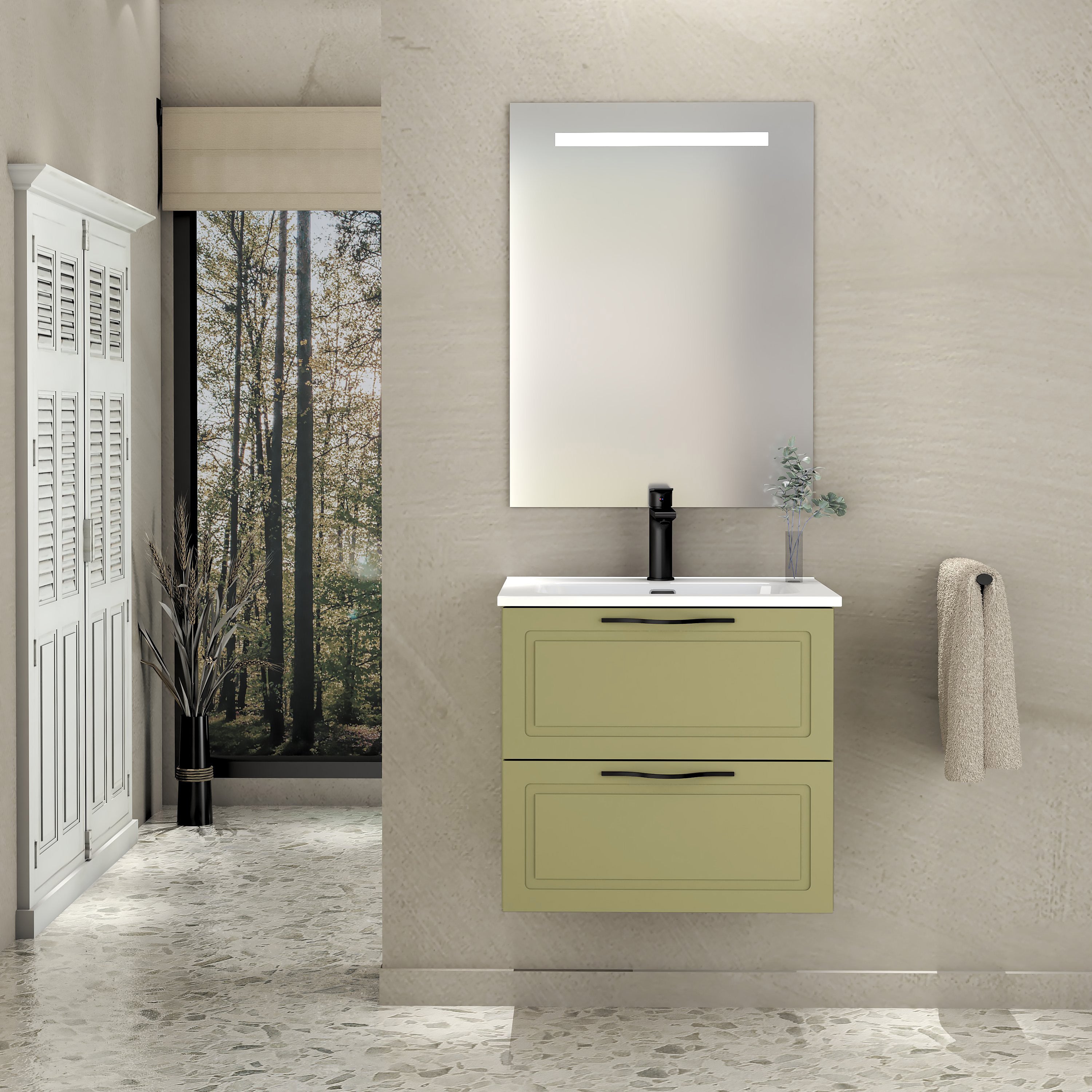 Conjunto de baño suspendido alba 2c 60 cm cactus