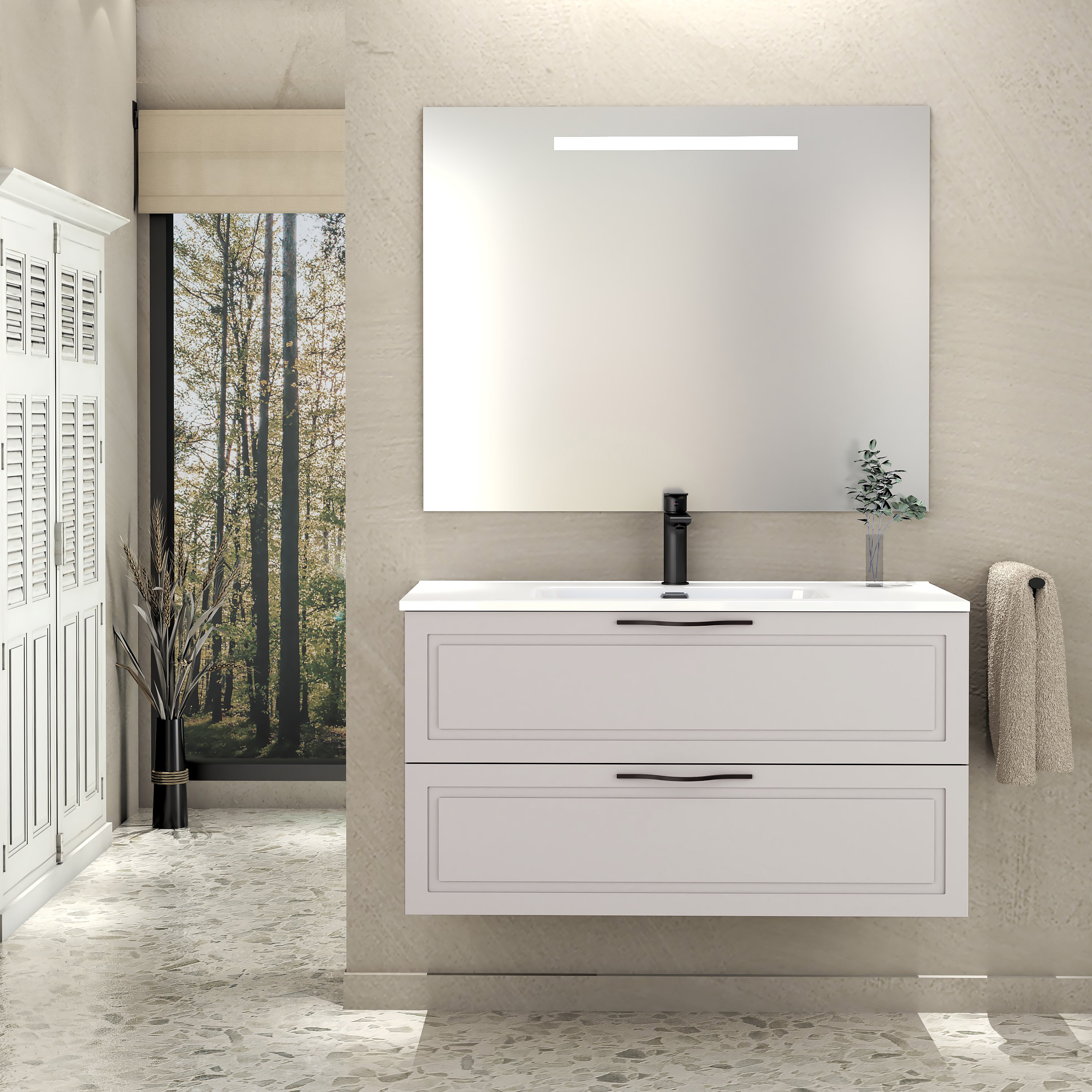 Conjunto de baño suspendido alba 4c 100 cm nube