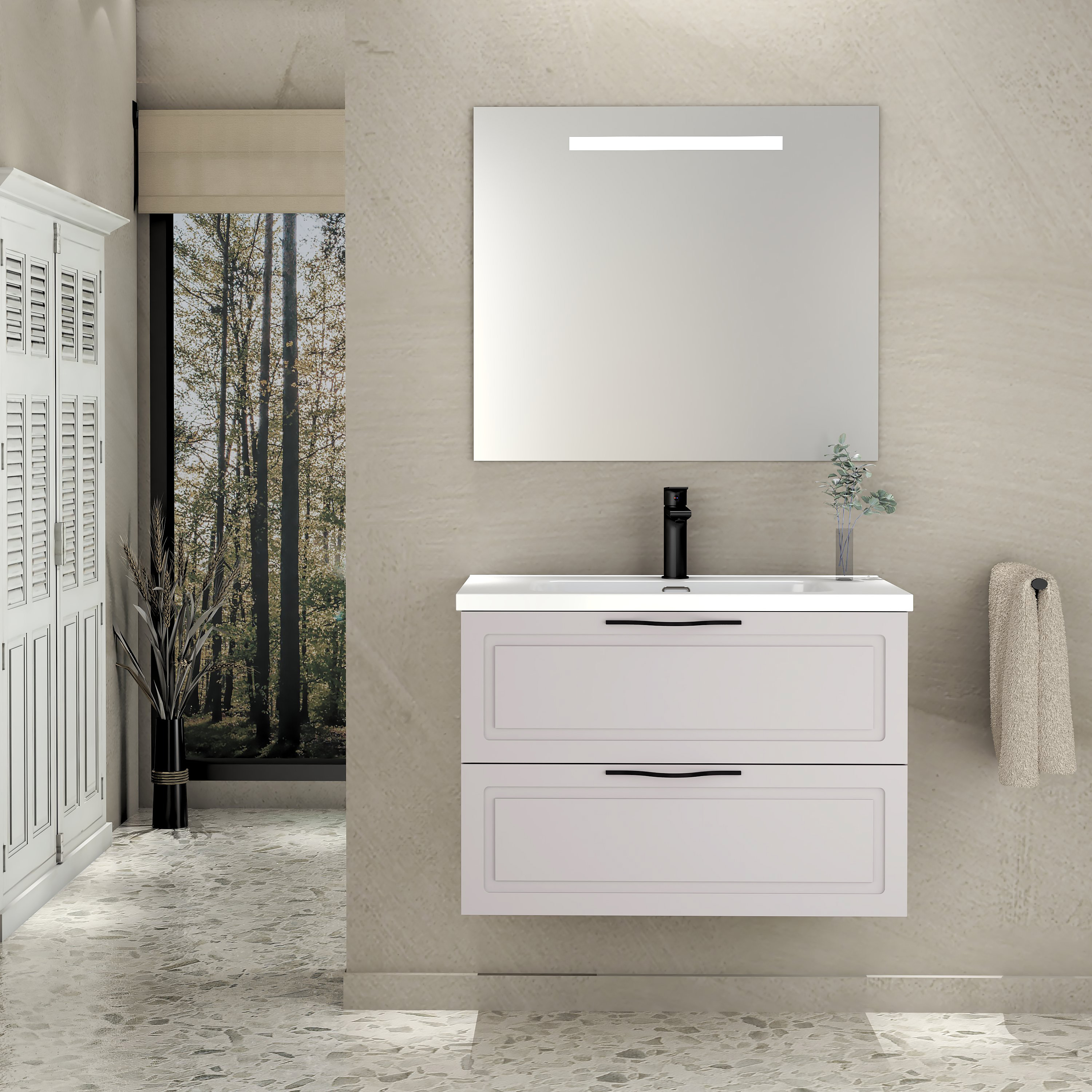 Conjunto de baño suspendido alba 2c 80 cm nube