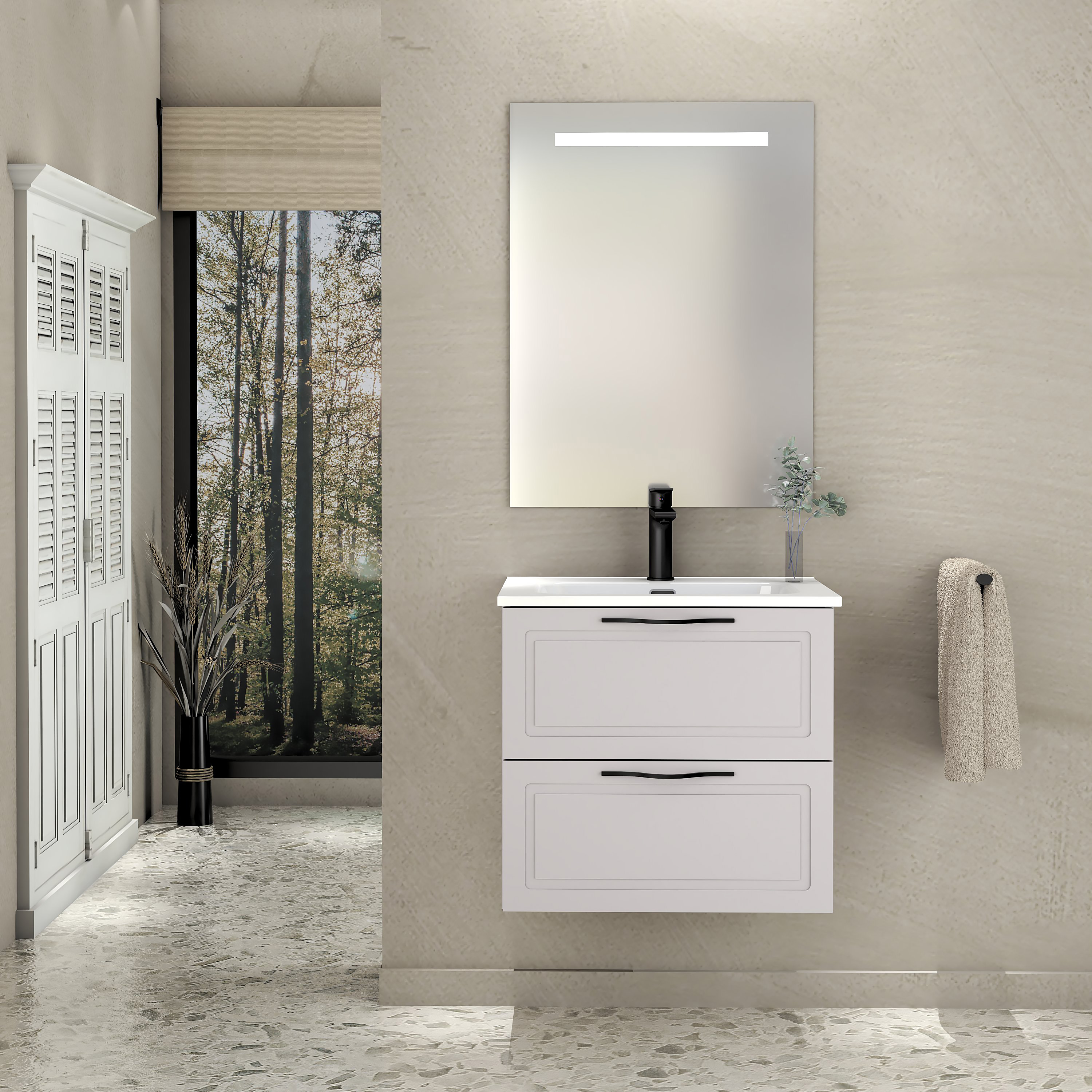 Conjunto de baño suspendido alba 2c 60 cm nube