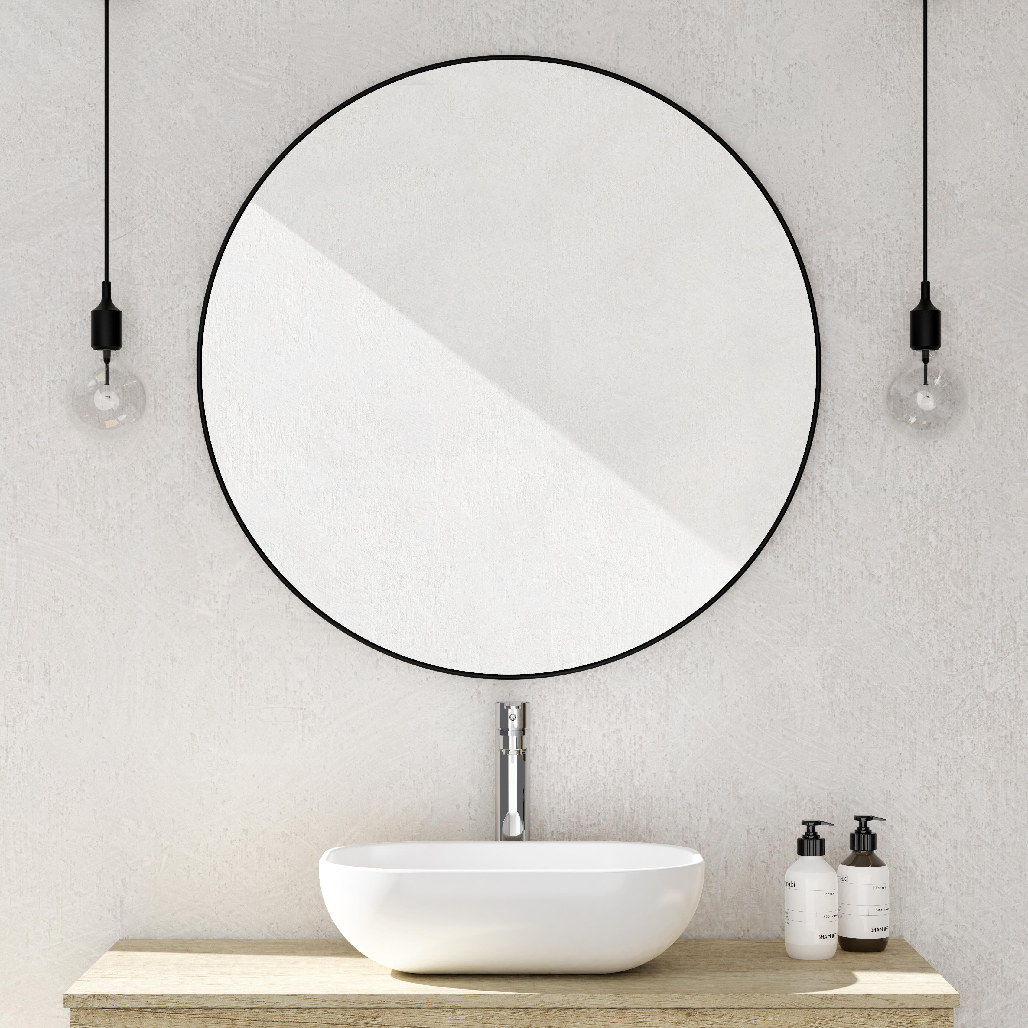Espejo black round 80cm negro