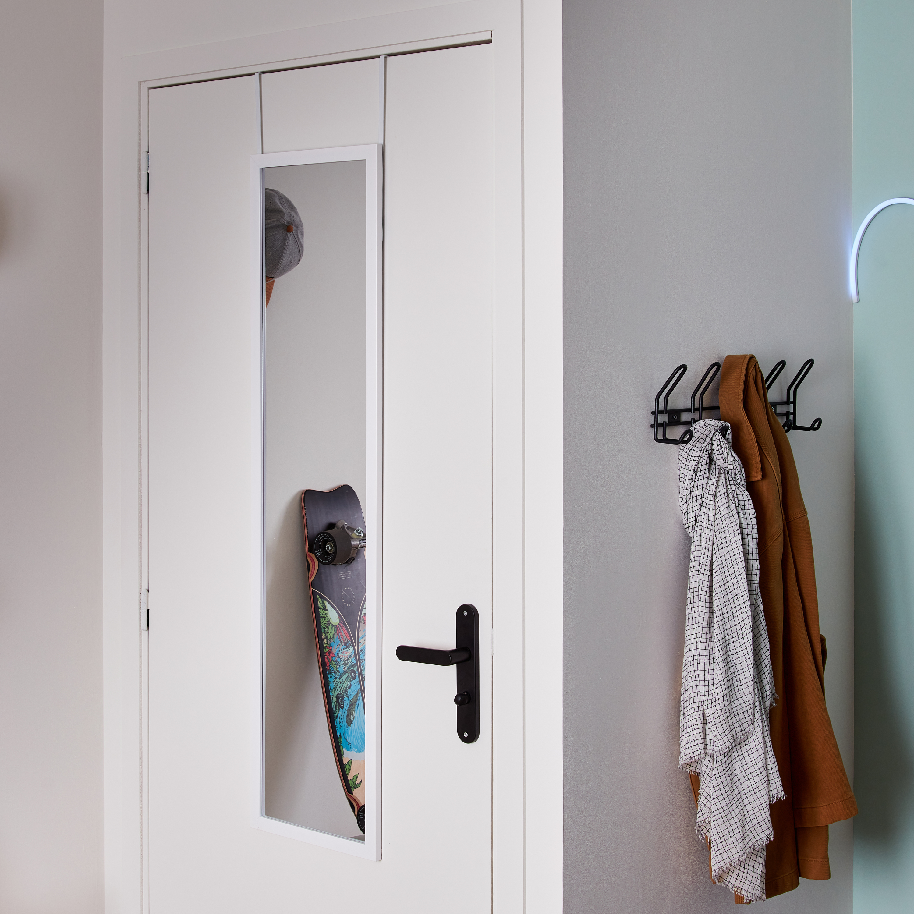 Espejo enmarcado para puerta rectangular poliestireno blanco brillante INSPIRE de 30 x120 cm - 2