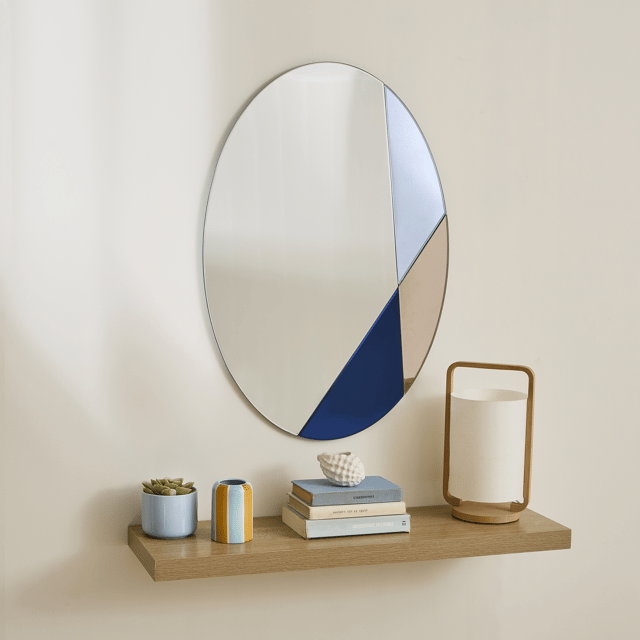 Miroir ovale verre noir Bycor blue INSPIRE, l.50 x H.73 cm