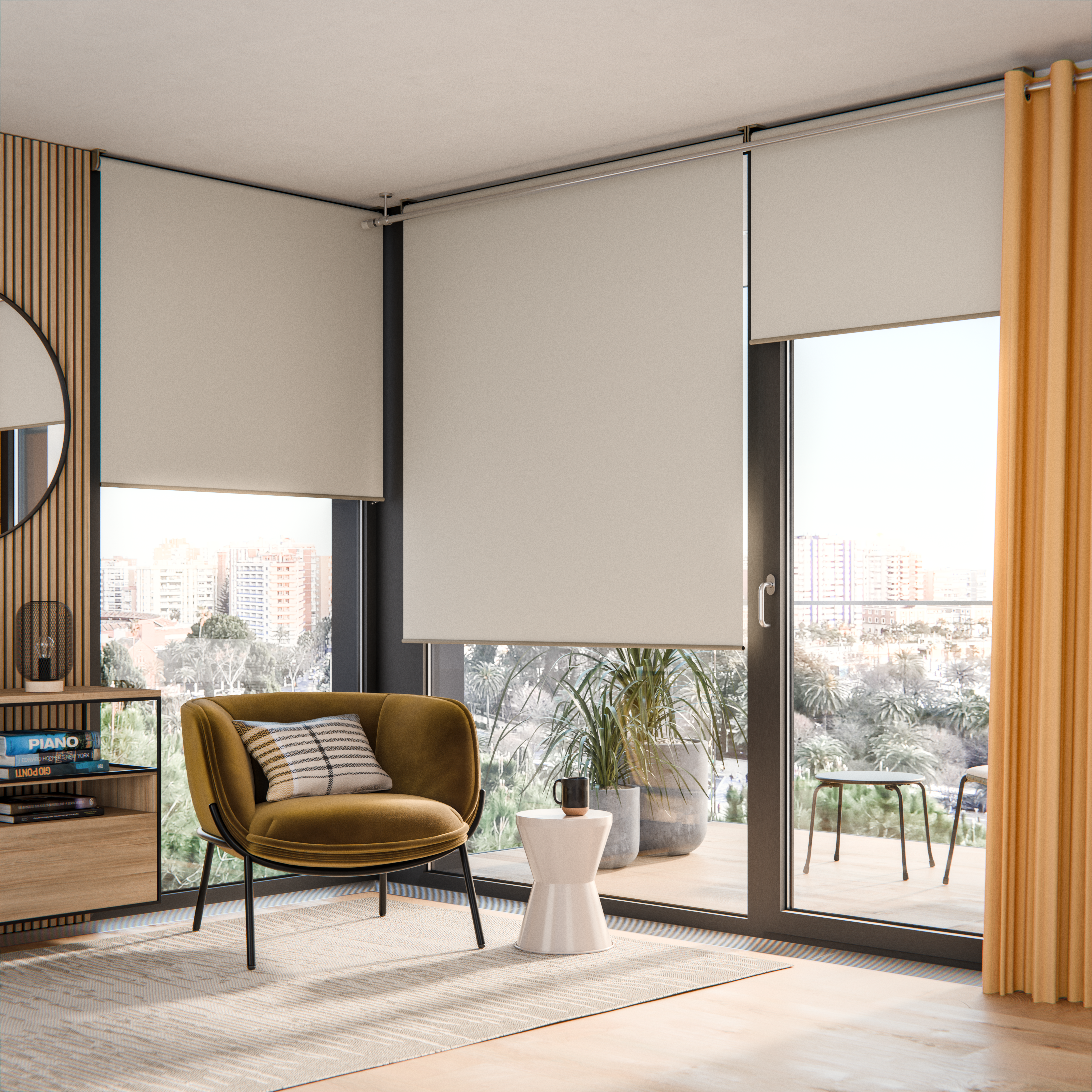 Estor enrollable opaco bossa moon marrón inspire de 90x250cm